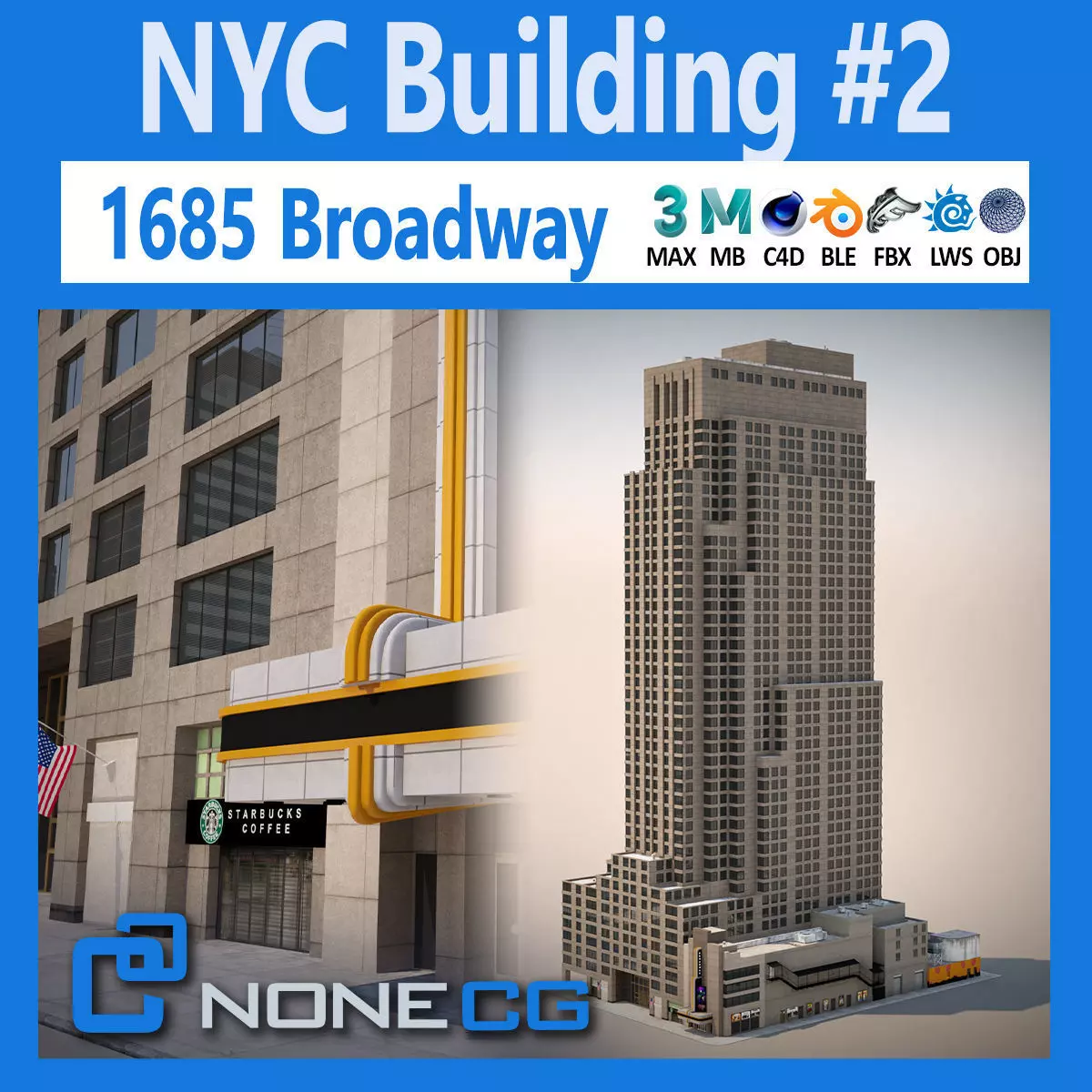 NYC Building 1685 Broadway Theater Low-poly 3D model_0
