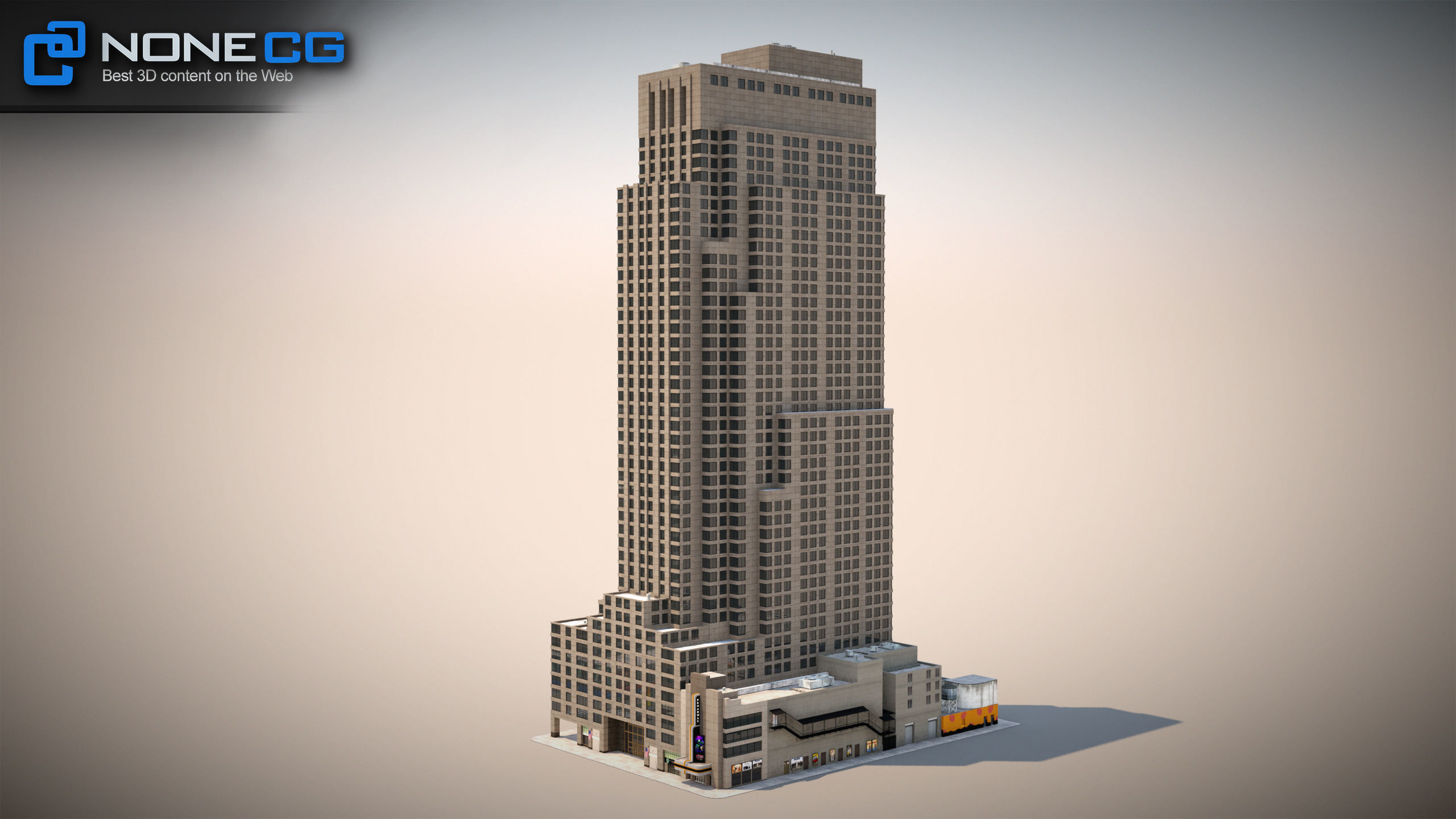 NYC Building 1685 Broadway Theater Low-poly 3D model_9