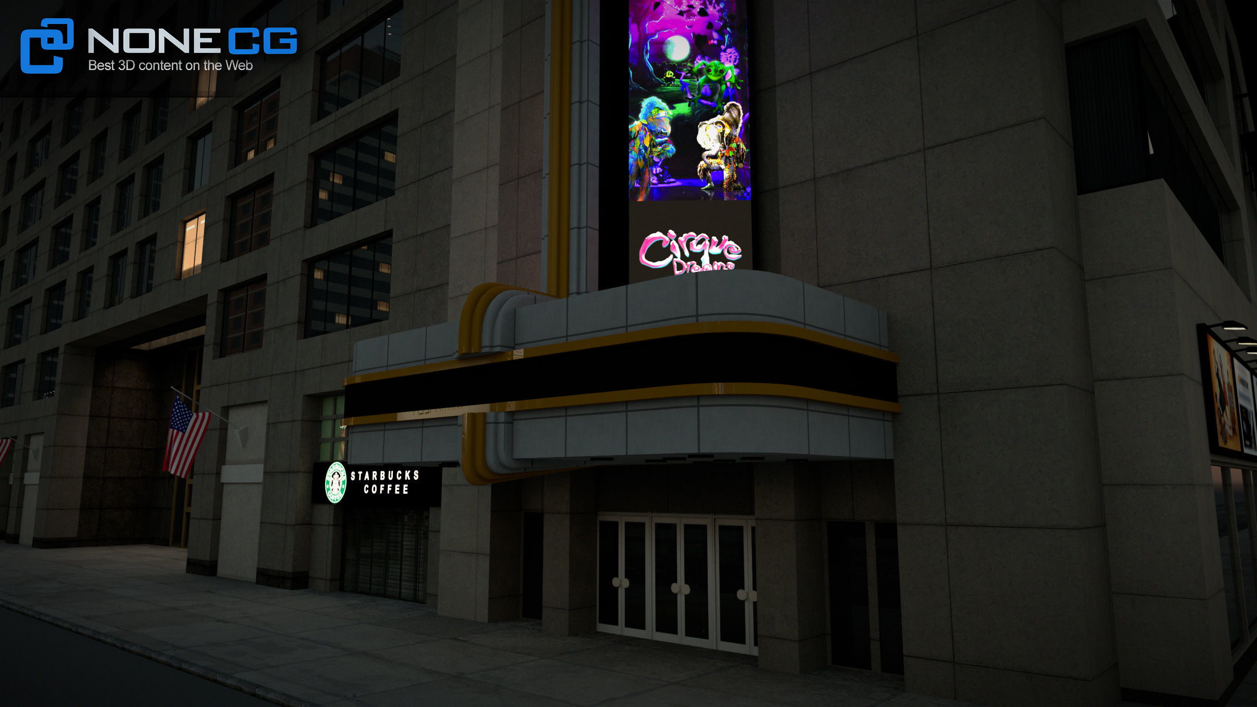 NYC Building 1685 Broadway Theater Low-poly 3D model_24