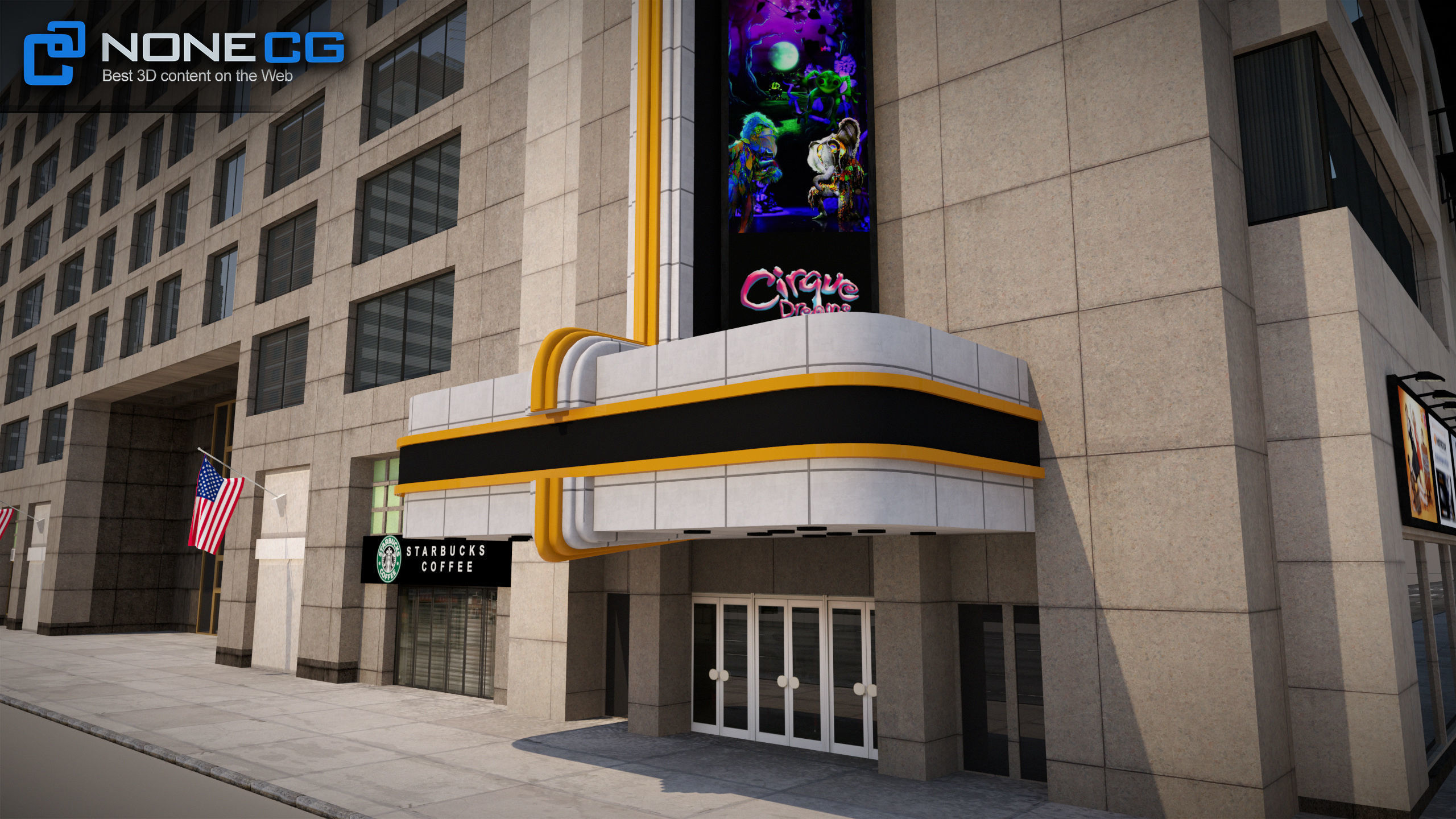NYC Building 1685 Broadway Theater Low-poly 3D model_23