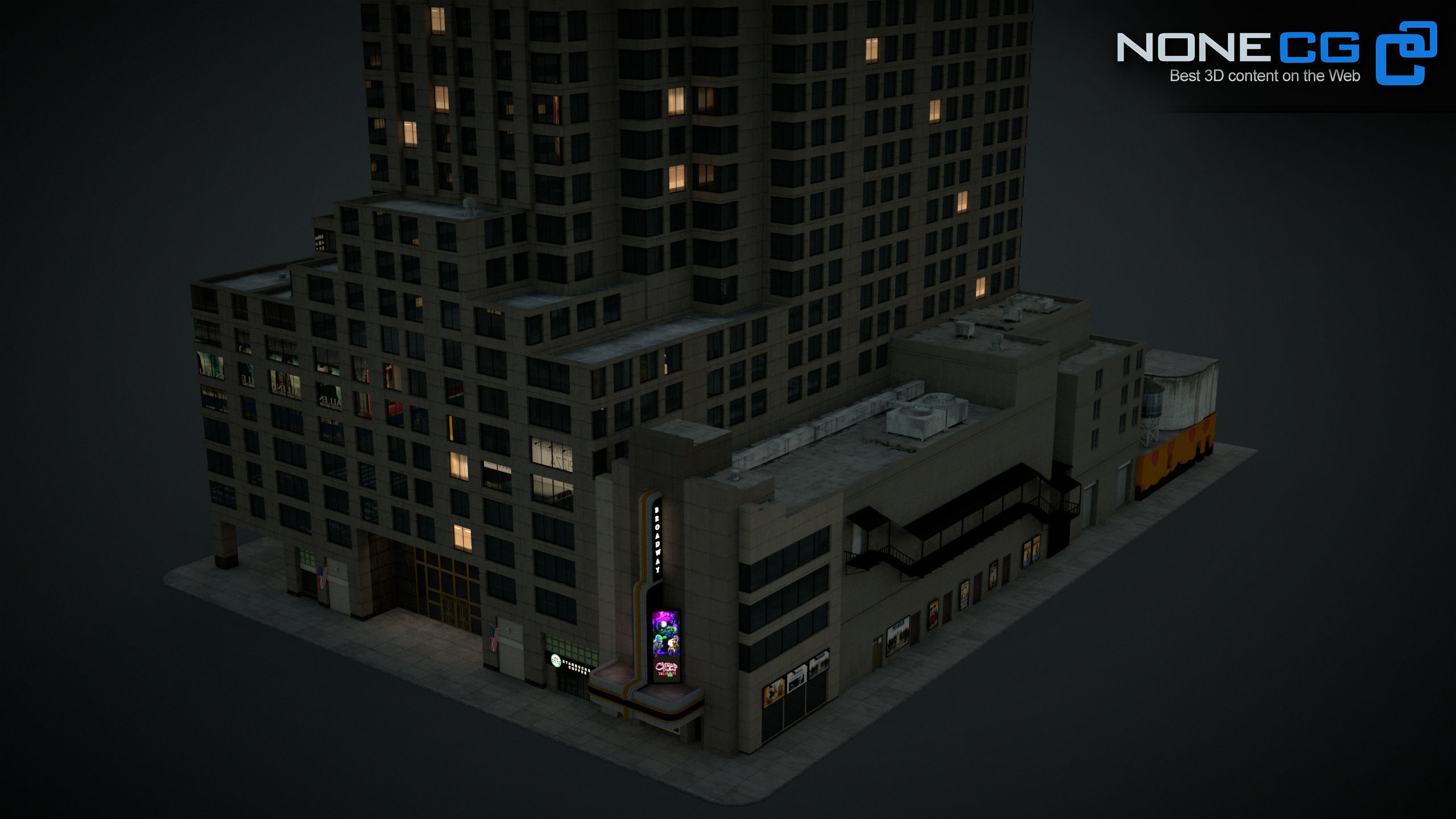 NYC Building 1685 Broadway Theater Low-poly 3D model_2