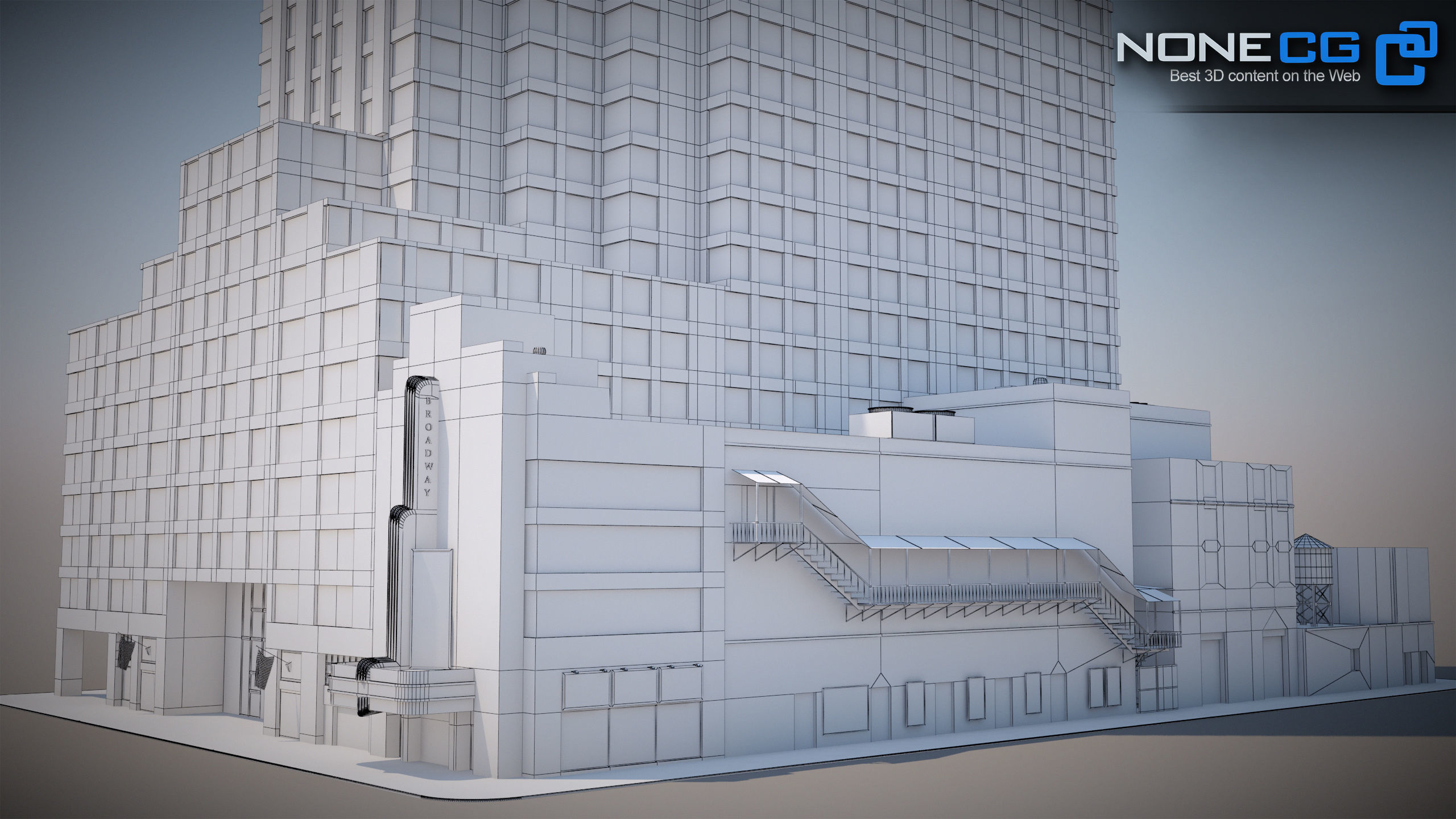 NYC Building 1685 Broadway Theater Low-poly 3D model_18