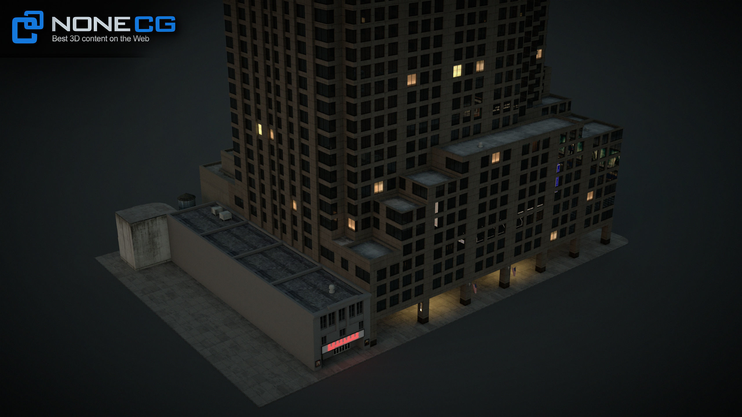 NYC Building 1685 Broadway Theater Low-poly 3D model_6