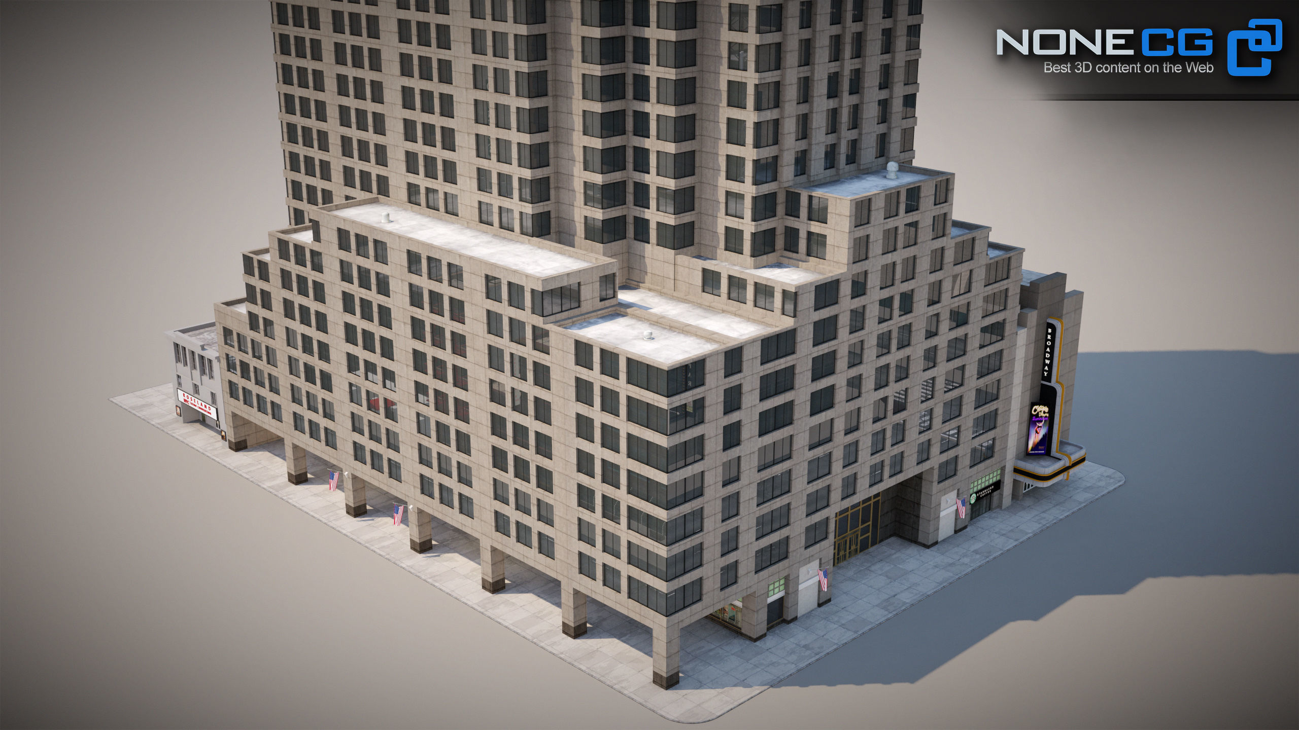 NYC Building 1685 Broadway Theater Low-poly 3D model_3