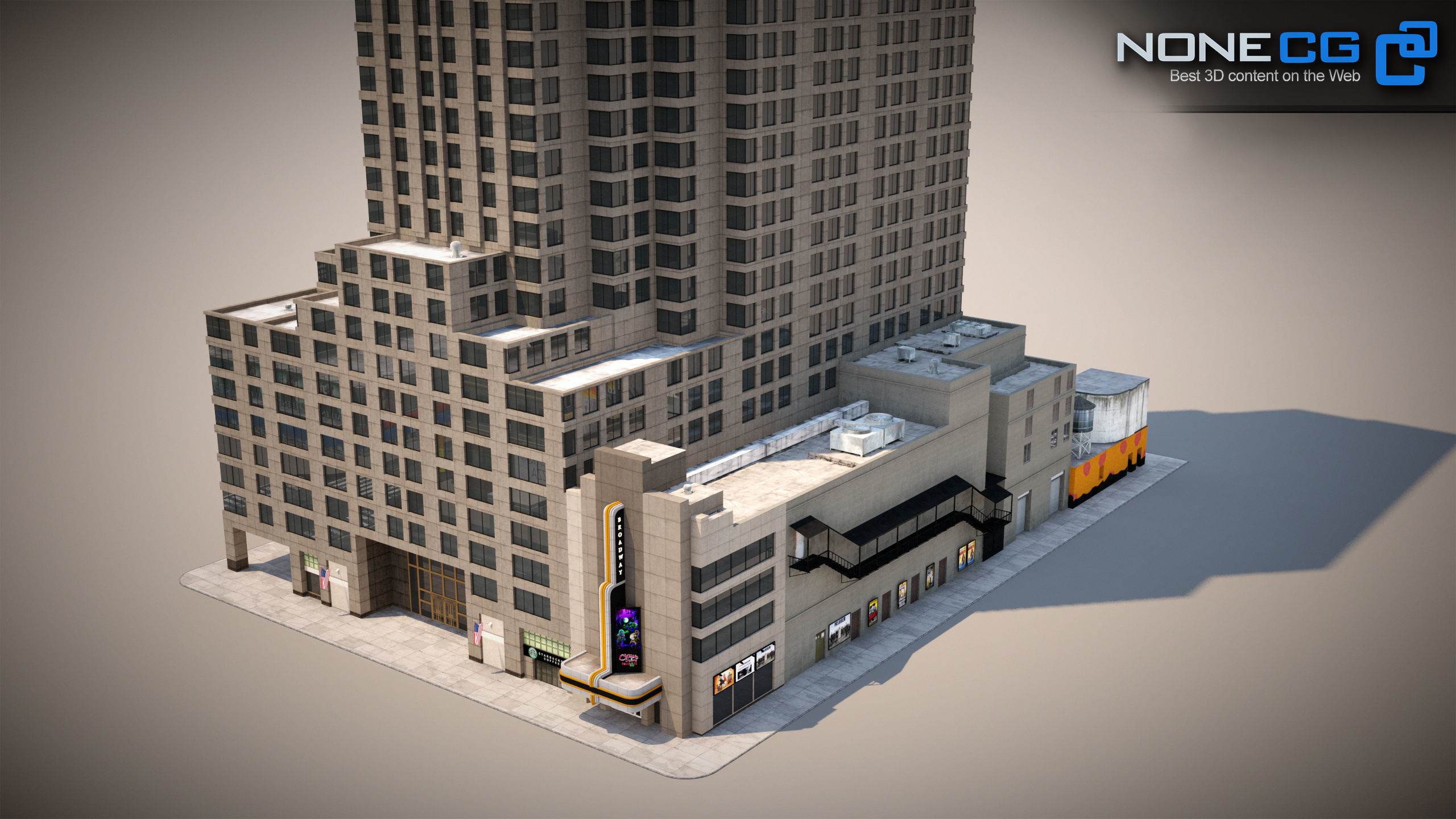 NYC Building 1685 Broadway Theater Low-poly 3D model_1