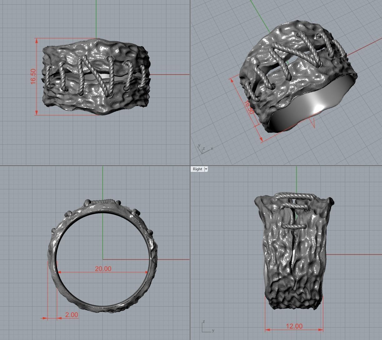Frankenshtein ring 3D print model_7