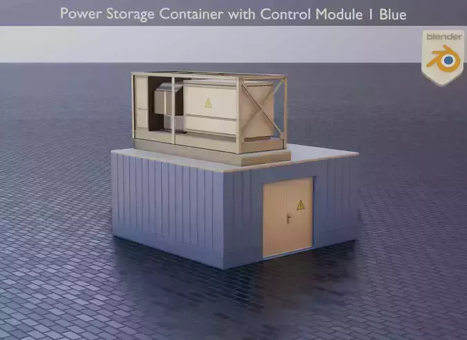 Power Storage Container with Control Module 1 Blue Low-poly 3D model