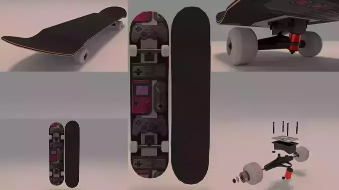 Arcade Gamepad Skateboard Skate 3D model