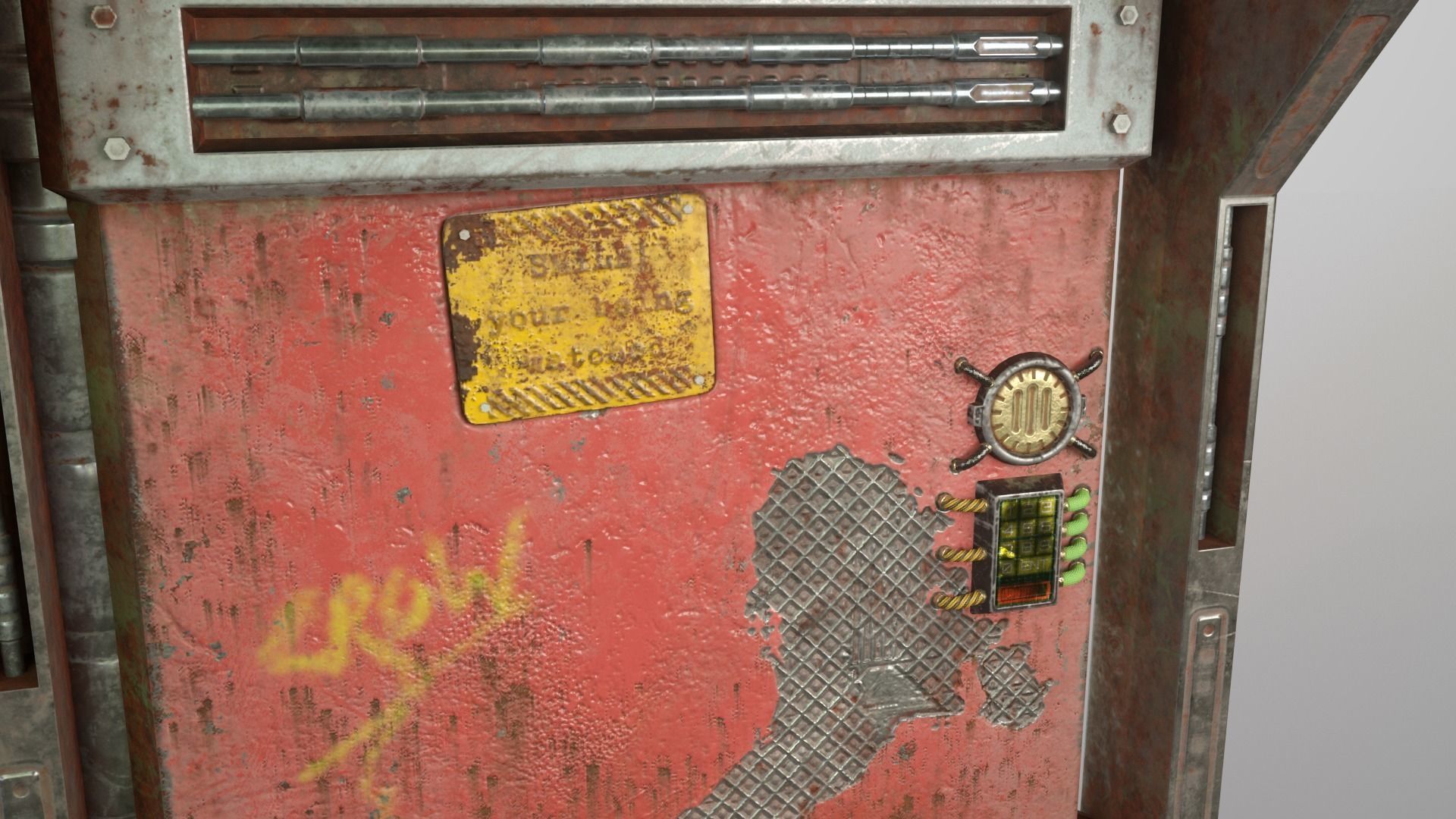 Cyberpunk Security Door Low-poly 3D model_13