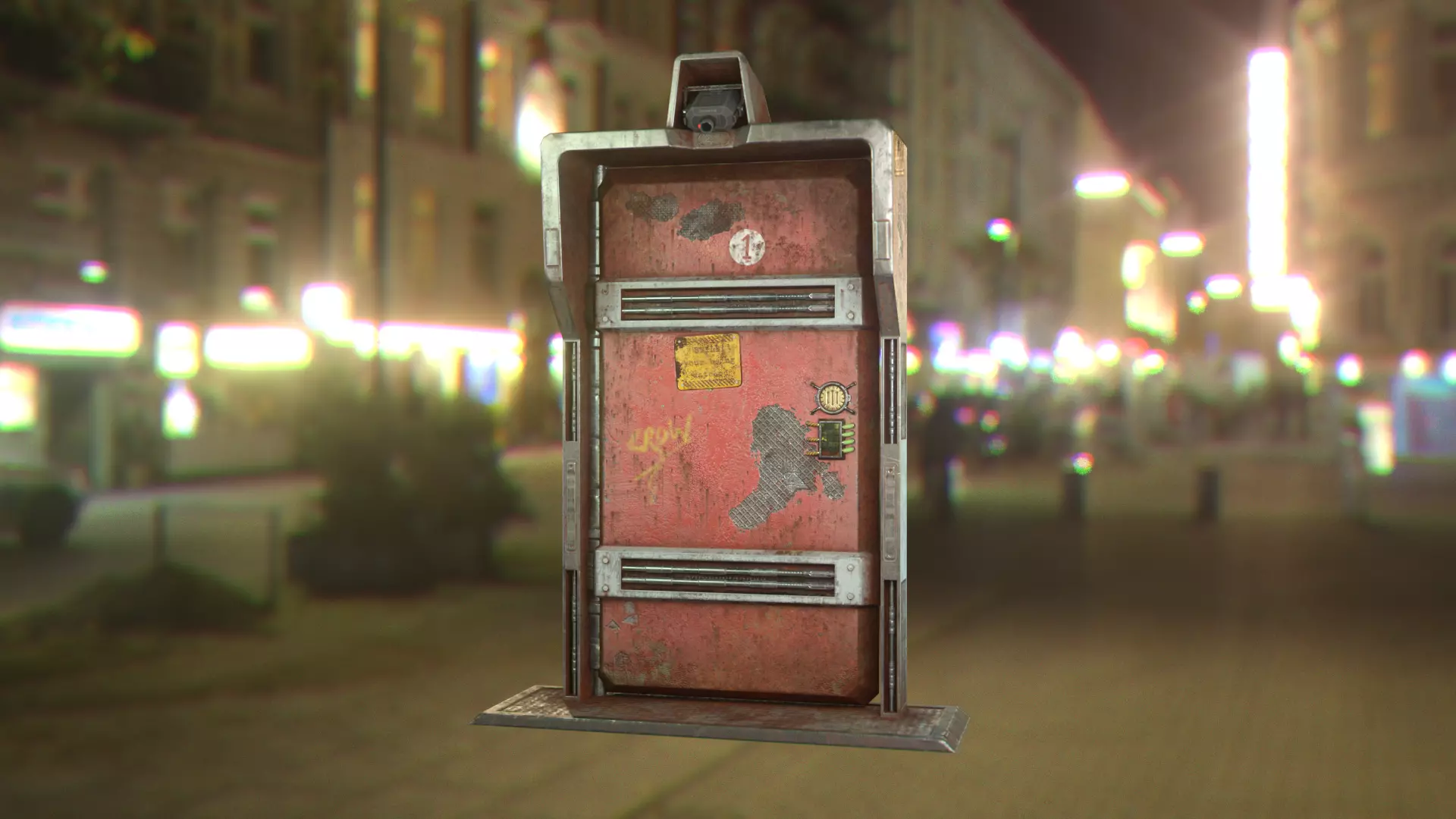 Cyberpunk Security Door Low-poly 3D model_0