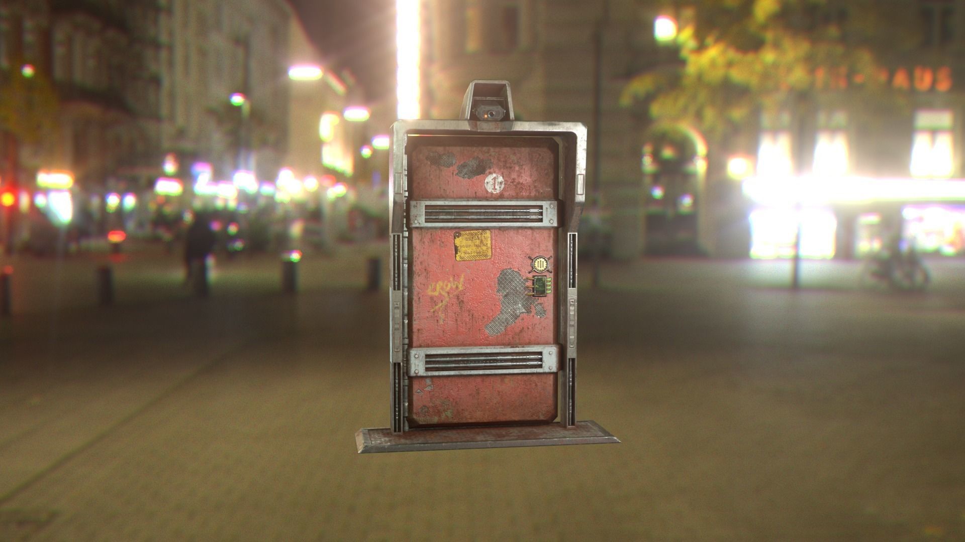 Cyberpunk Security Door Low-poly 3D model_4