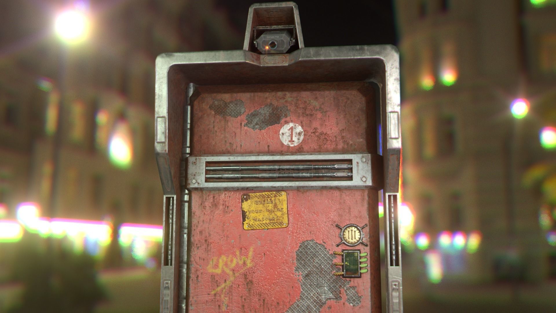 Cyberpunk Security Door Low-poly 3D model_5