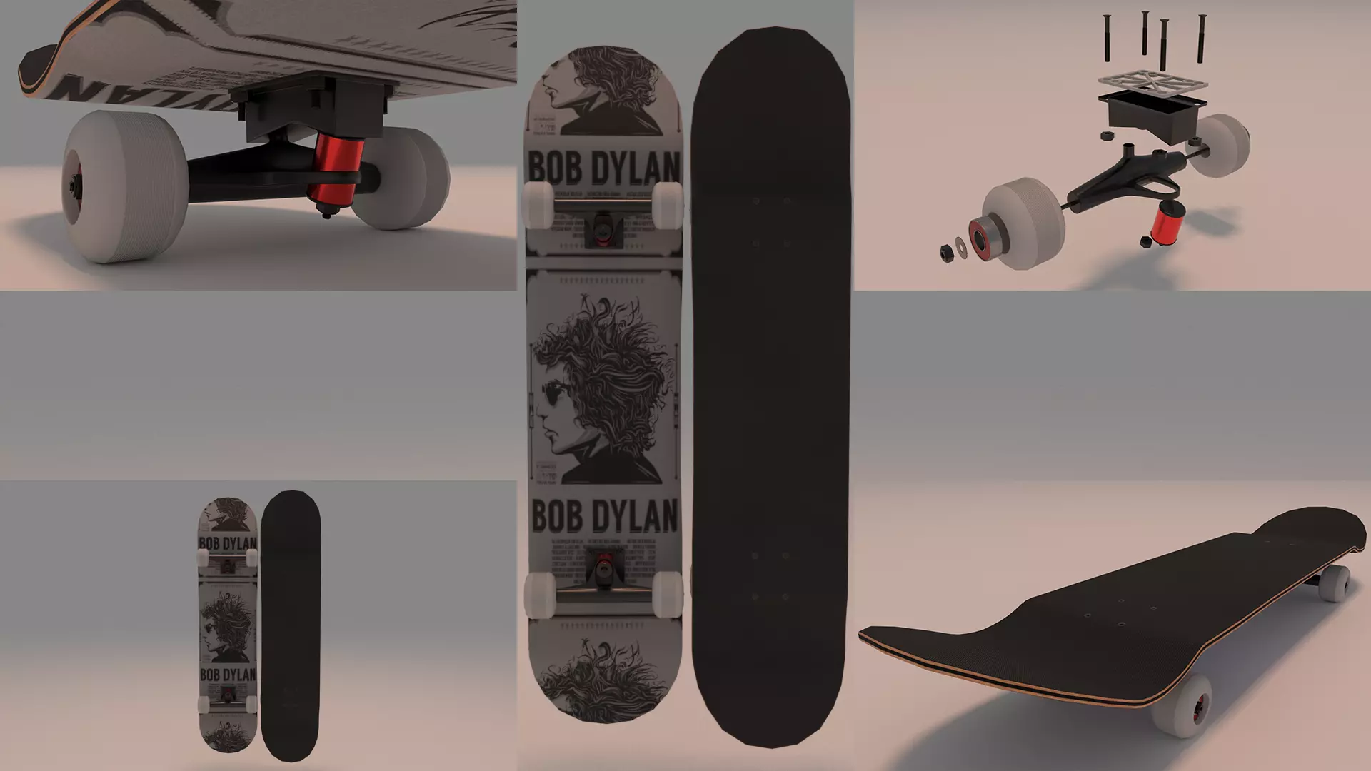 Bob Dylan Music Cover Skateboard Skate 3D model