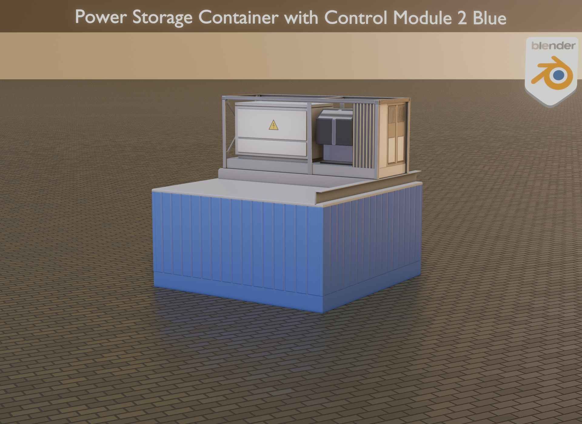Power Storage Container with Control Module 2 Blue Low-poly 3D model_17