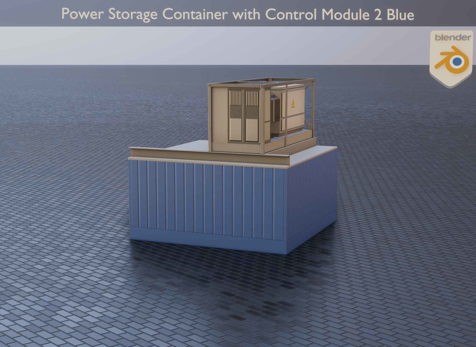 Power Storage Container with Control Module 2 Blue Low-poly 3D model_56