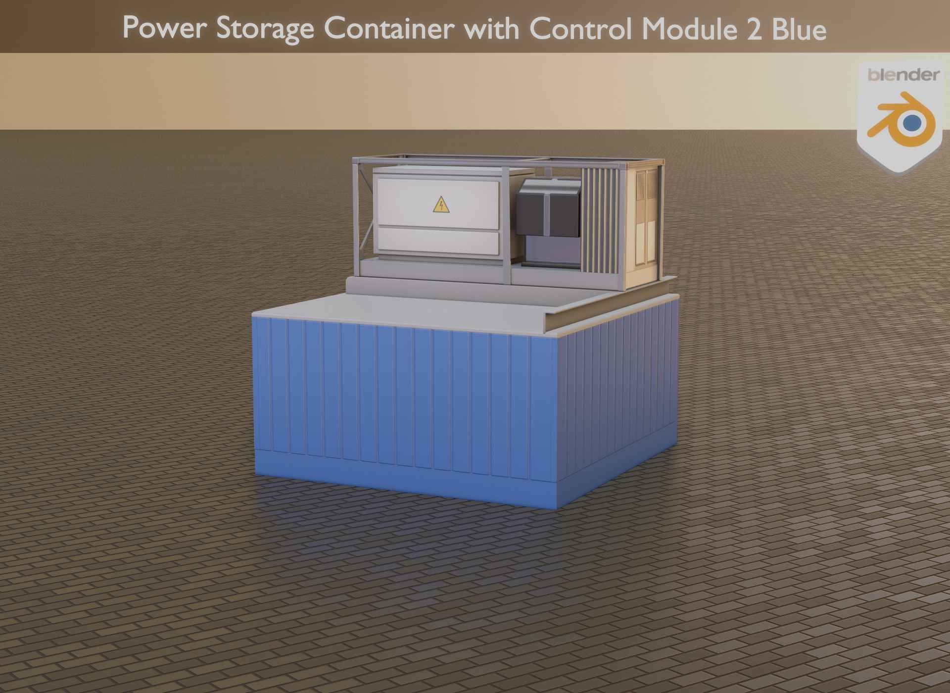 Power Storage Container with Control Module 2 Blue Low-poly 3D model_16