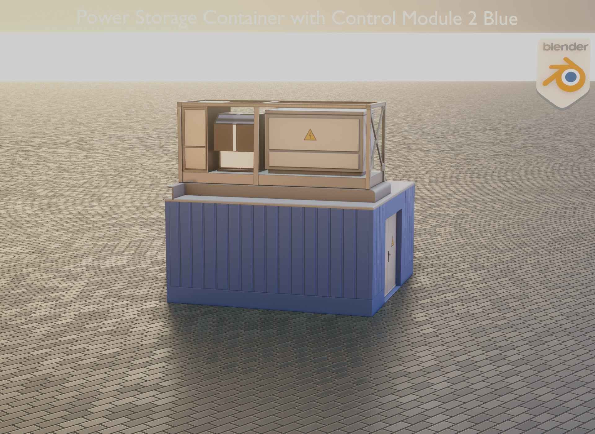 Power Storage Container with Control Module 2 Blue Low-poly 3D model_46
