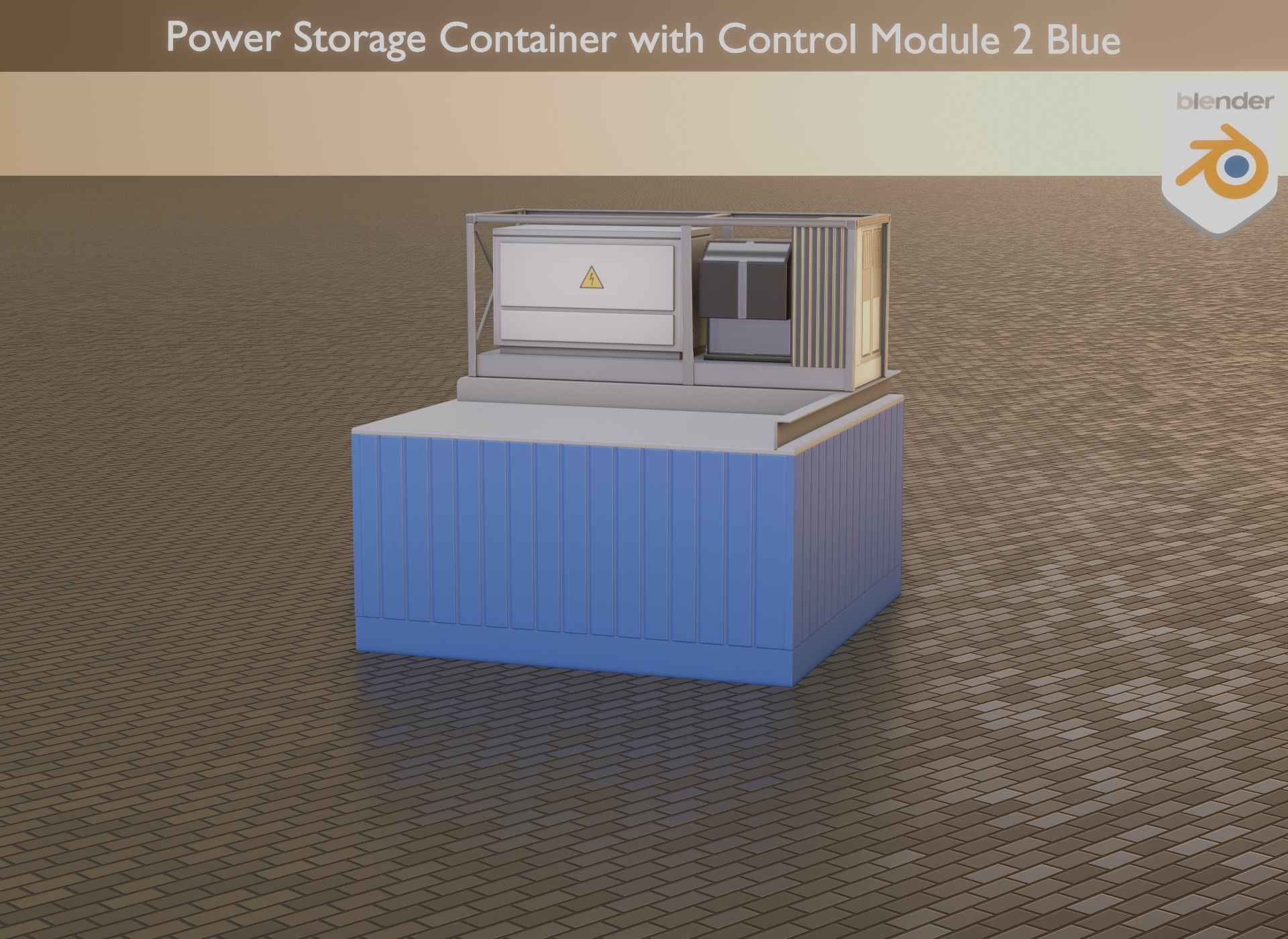 Power Storage Container with Control Module 2 Blue Low-poly 3D model_15