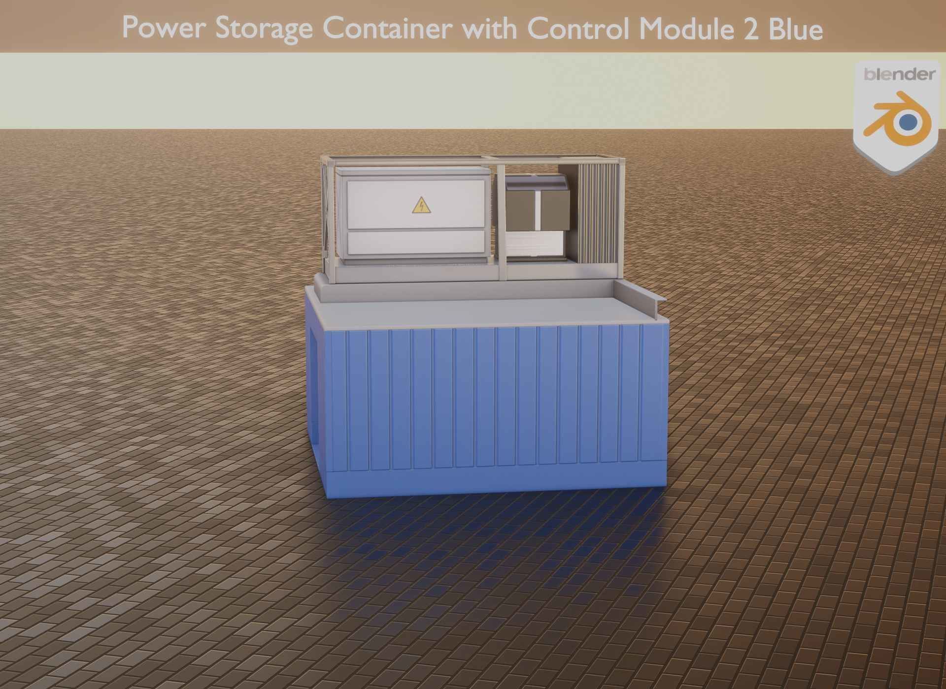 Power Storage Container with Control Module 2 Blue Low-poly 3D model_11