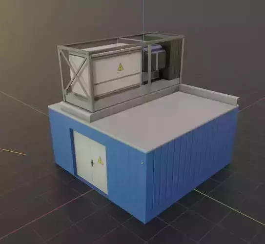 Power Storage Container with Control Module 2 Blue Low-poly 3D model