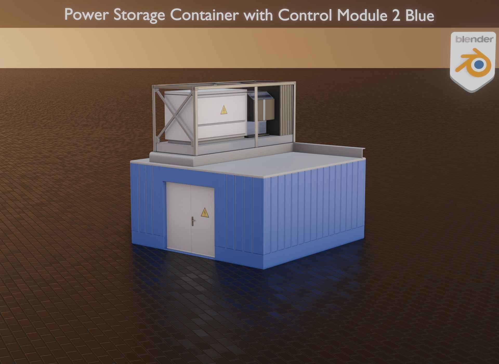 Power Storage Container with Control Module 2 Blue Low-poly 3D model_59
