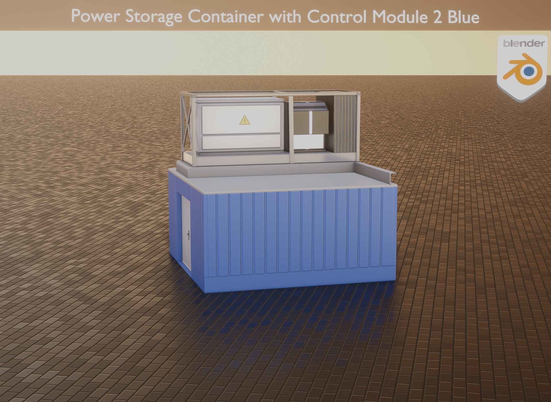Power Storage Container with Control Module 2 Blue Low-poly 3D model_10