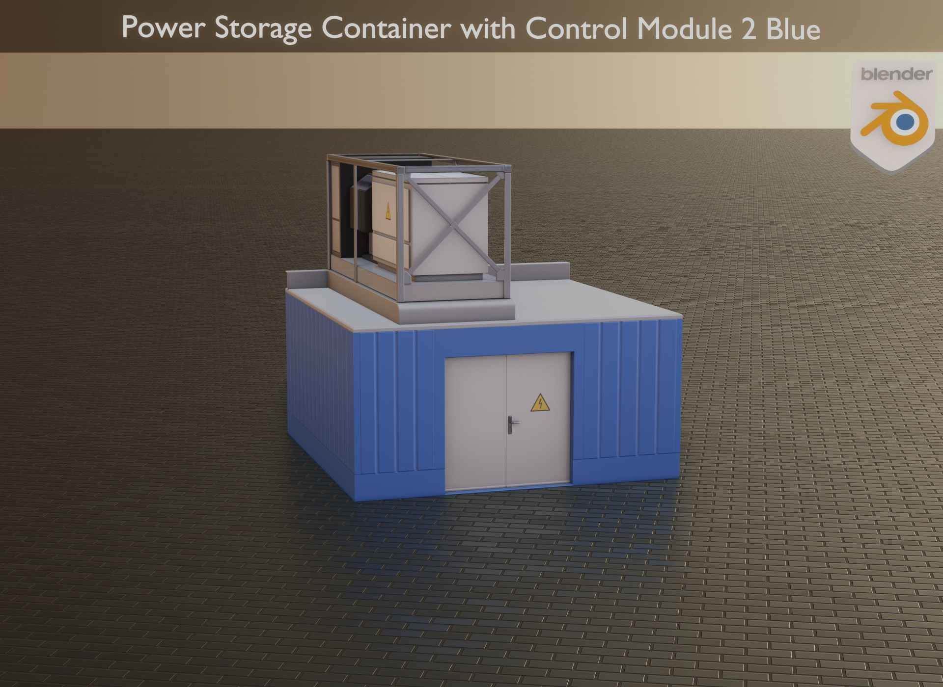 Power Storage Container with Control Module 2 Blue Low-poly 3D model_25