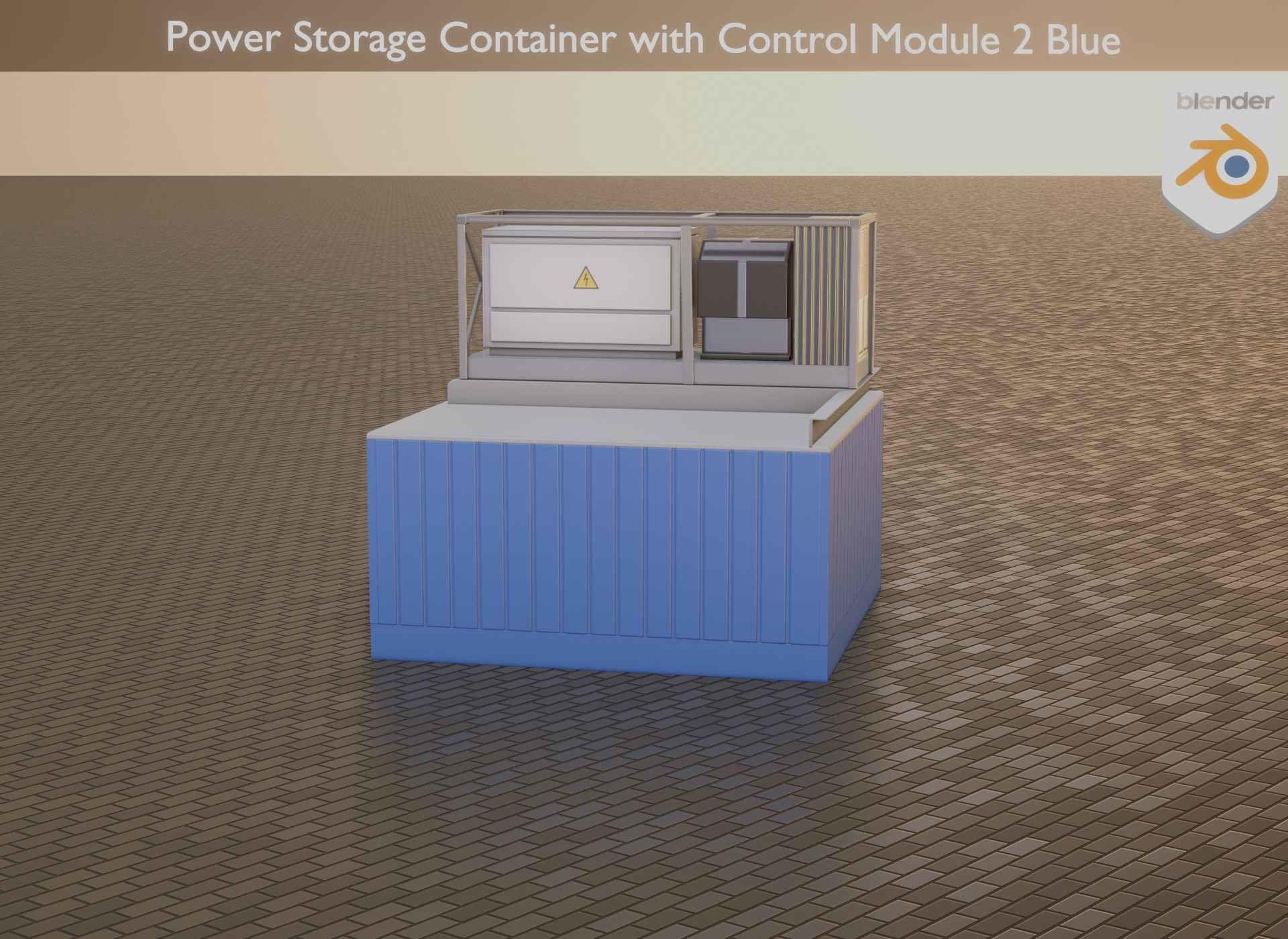 Power Storage Container with Control Module 2 Blue Low-poly 3D model_14