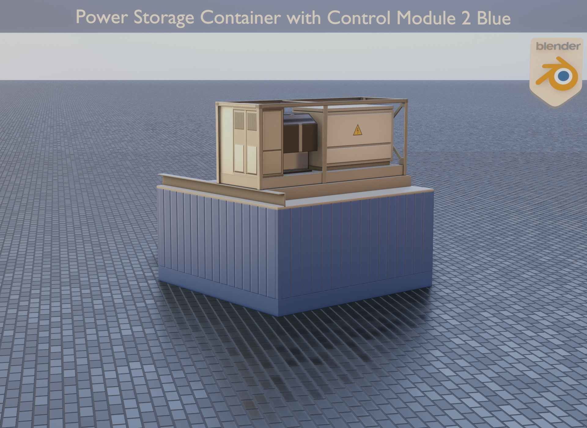 Power Storage Container with Control Module 2 Blue Low-poly 3D model_37