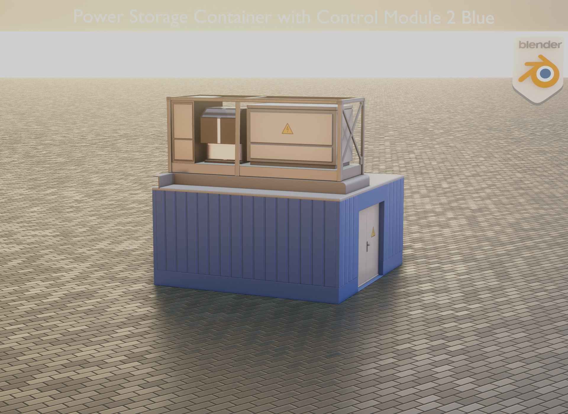 Power Storage Container with Control Module 2 Blue Low-poly 3D model_47