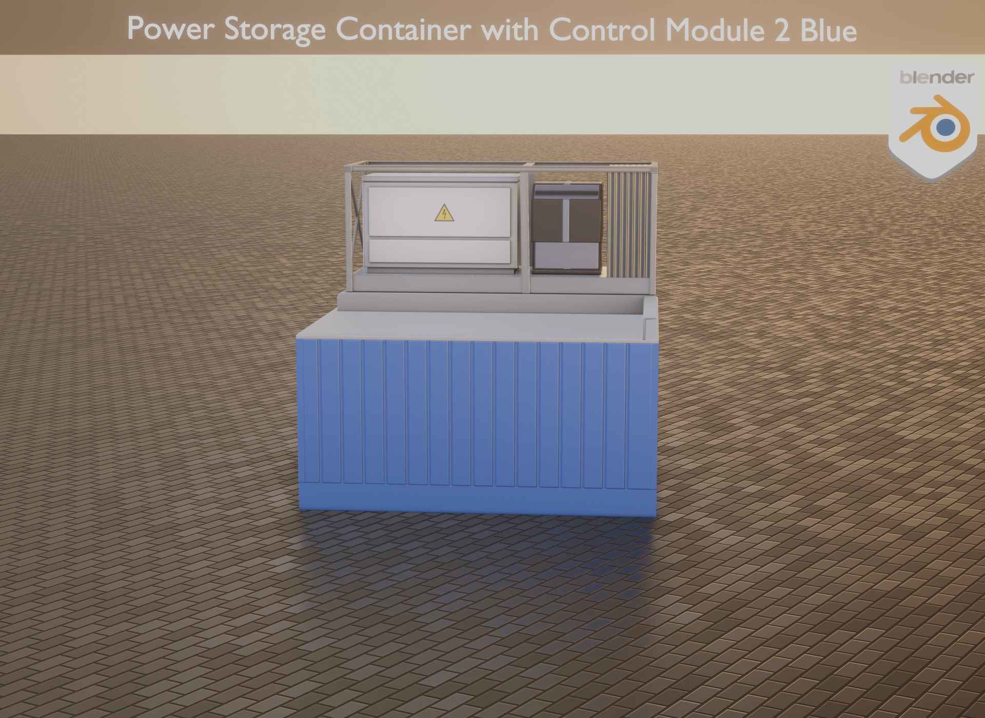 Power Storage Container with Control Module 2 Blue Low-poly 3D model_13