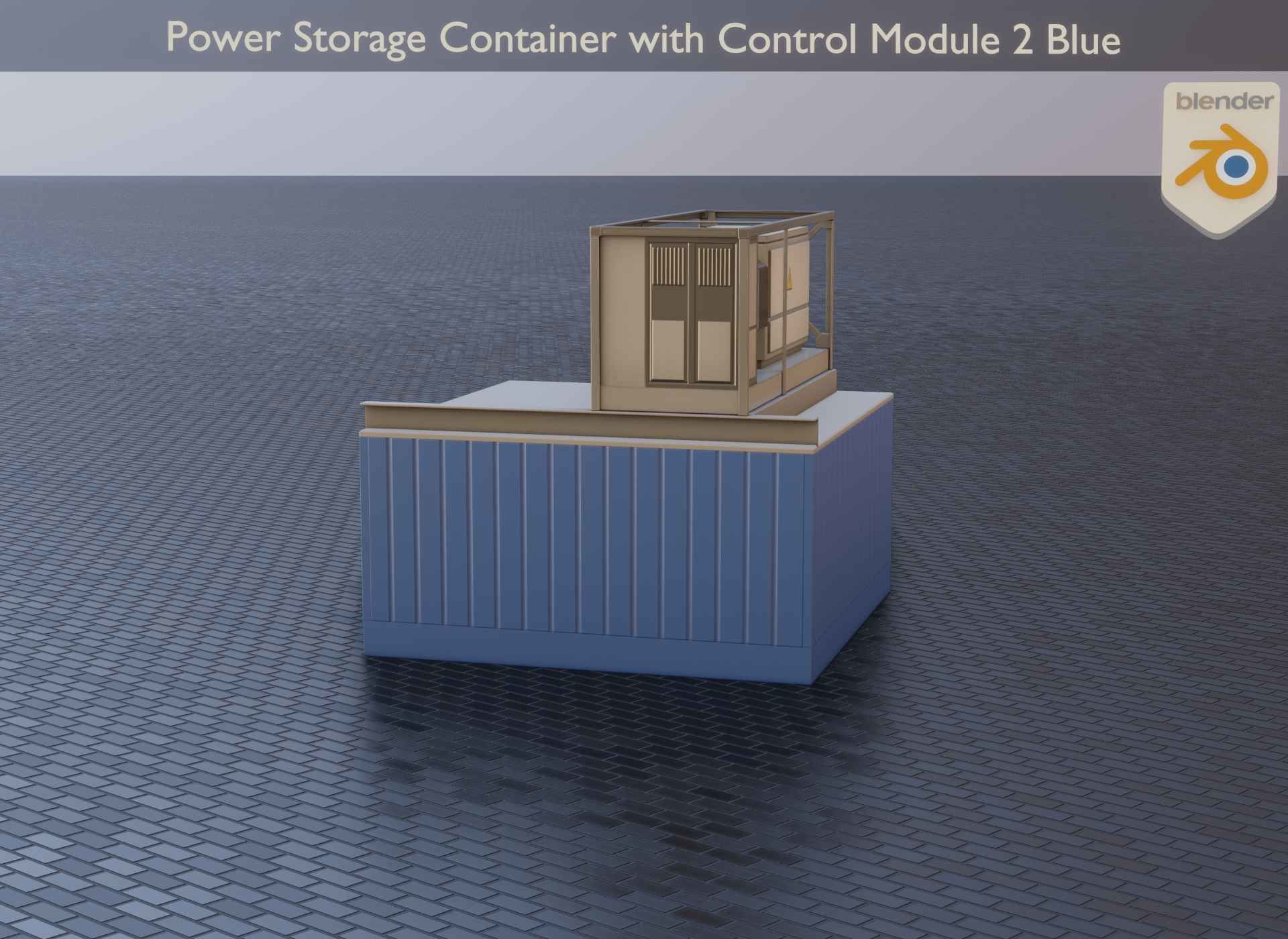 Power Storage Container with Control Module 2 Blue Low-poly 3D model_55