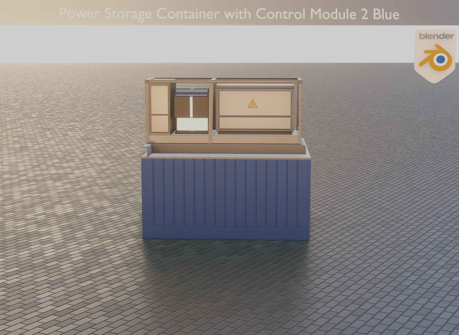 Power Storage Container with Control Module 2 Blue Low-poly 3D model_44
