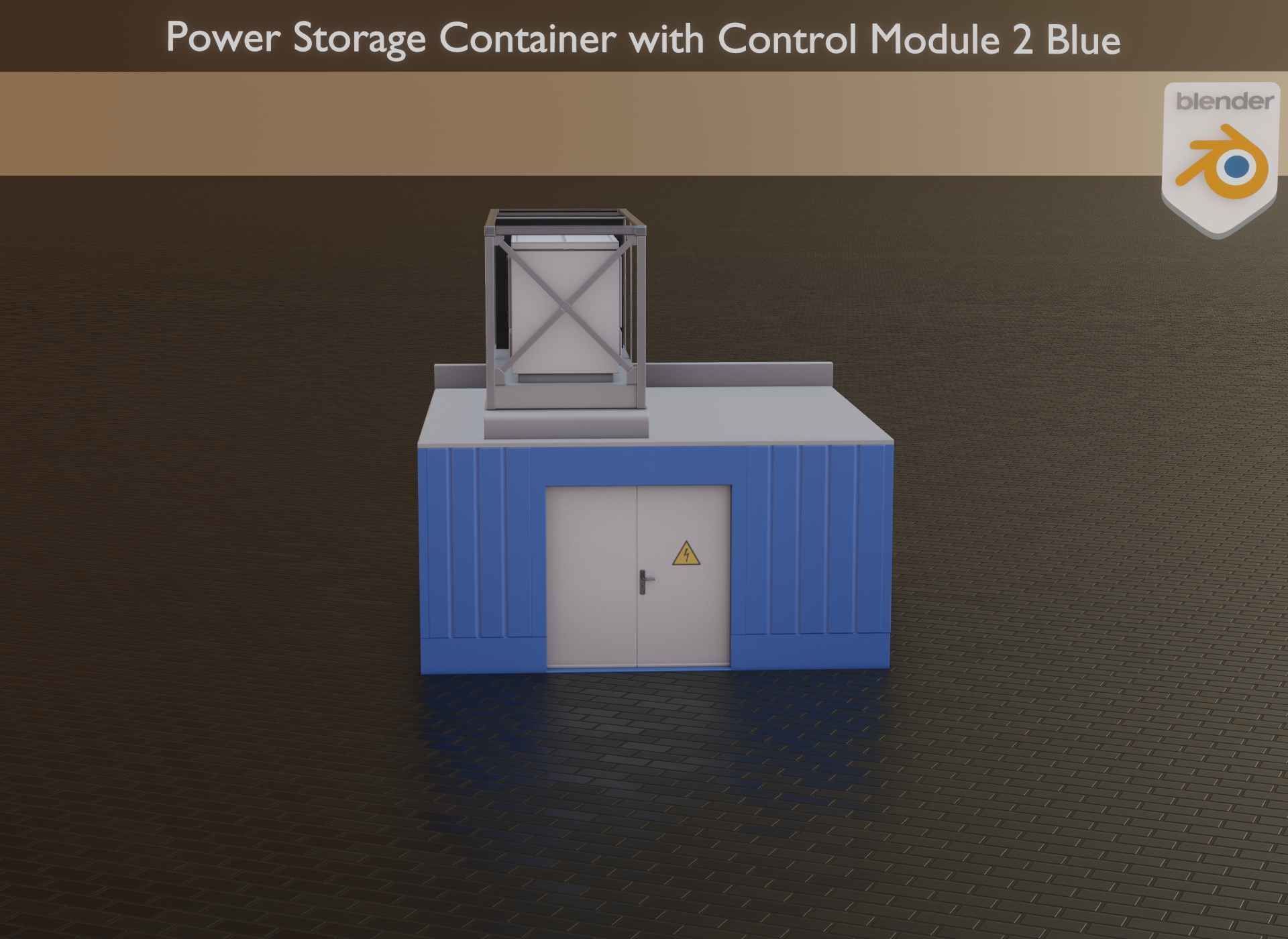Power Storage Container with Control Module 2 Blue Low-poly 3D model_27
