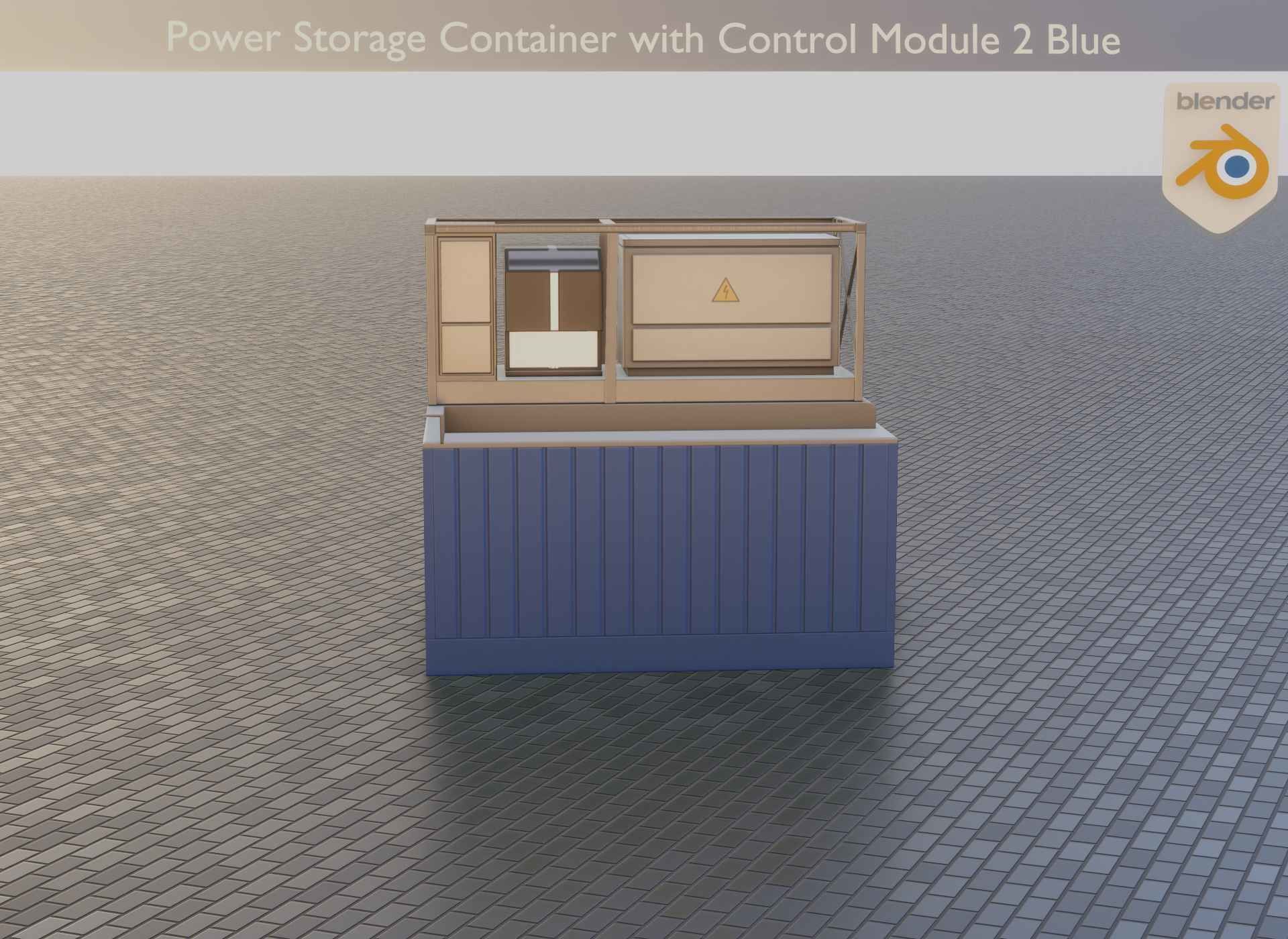 Power Storage Container with Control Module 2 Blue Low-poly 3D model_43
