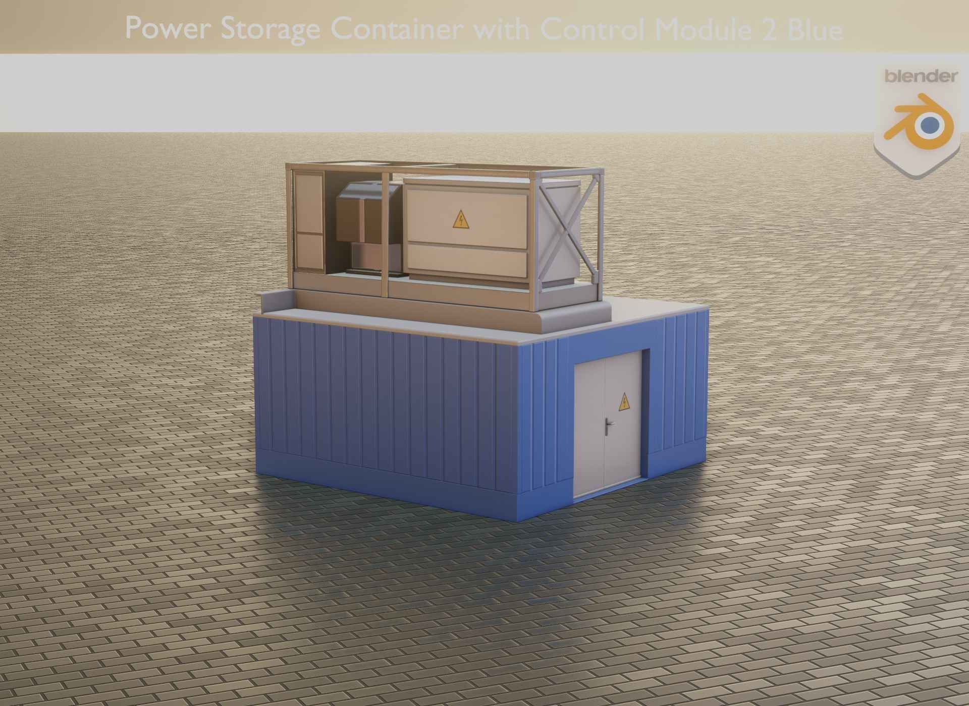 Power Storage Container with Control Module 2 Blue Low-poly 3D model_20