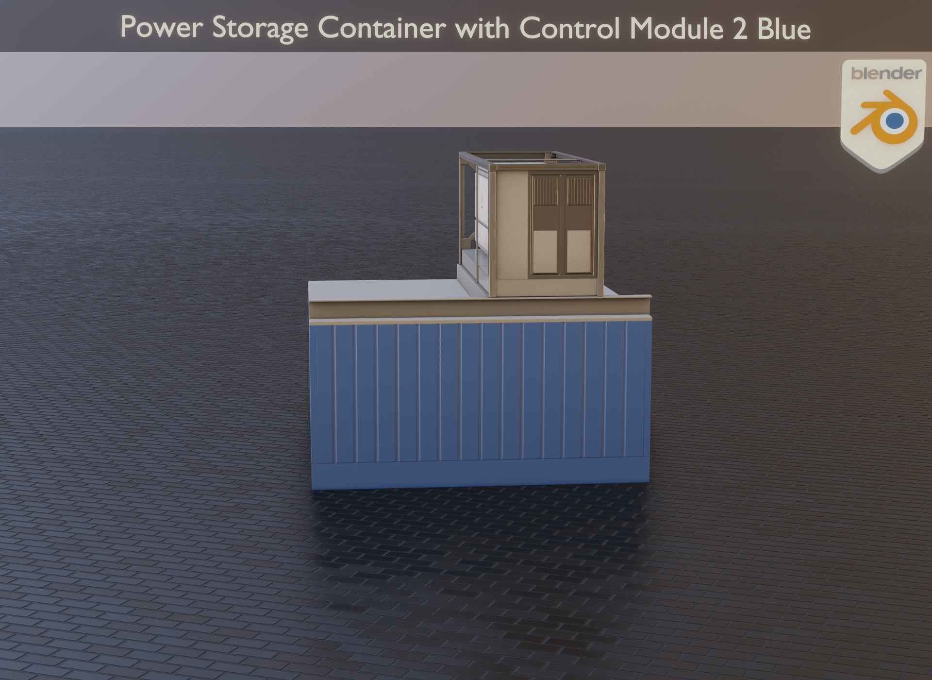 Power Storage Container with Control Module 2 Blue Low-poly 3D model_51