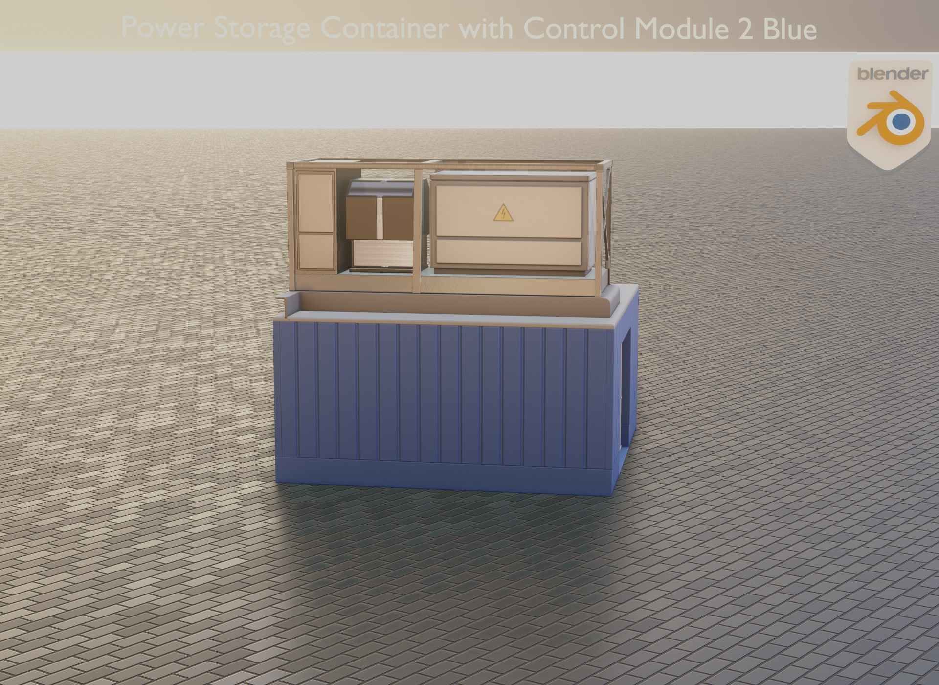 Power Storage Container with Control Module 2 Blue Low-poly 3D model_45