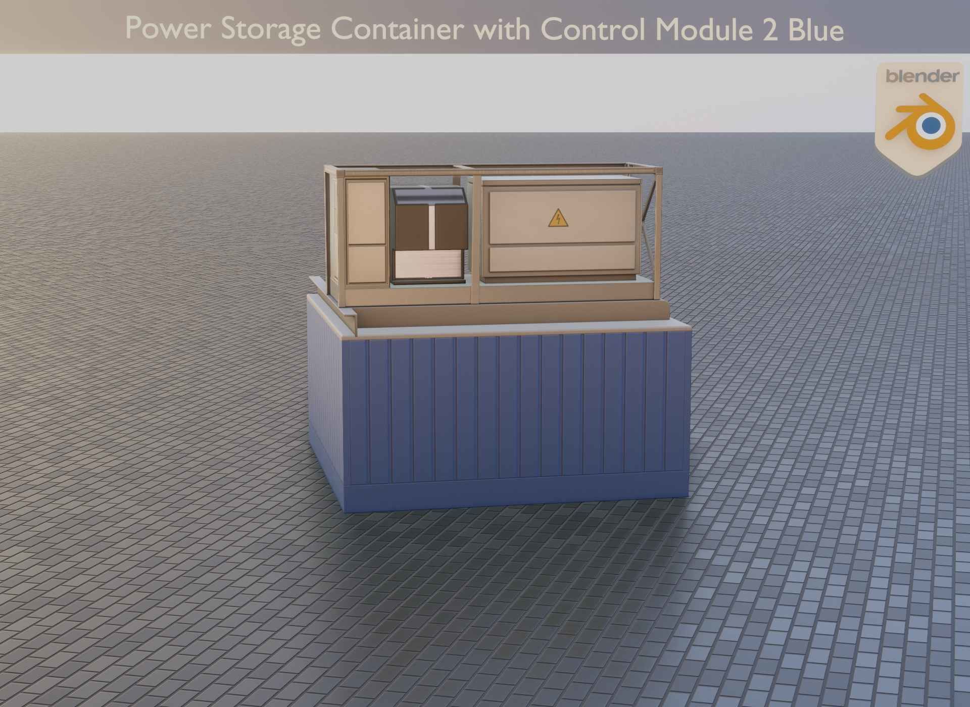 Power Storage Container with Control Module 2 Blue Low-poly 3D model_42