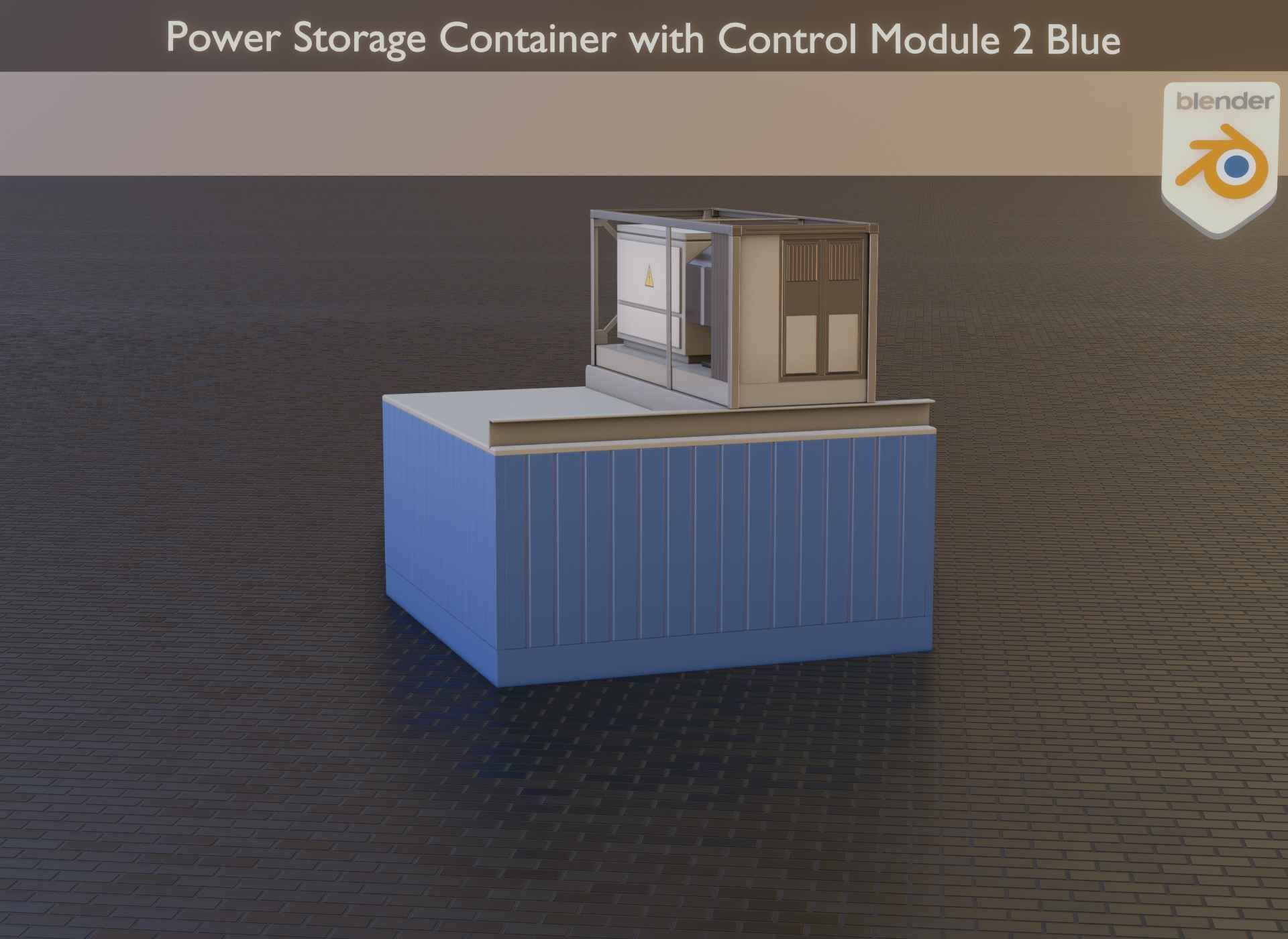 Power Storage Container with Control Module 2 Blue Low-poly 3D model_49
