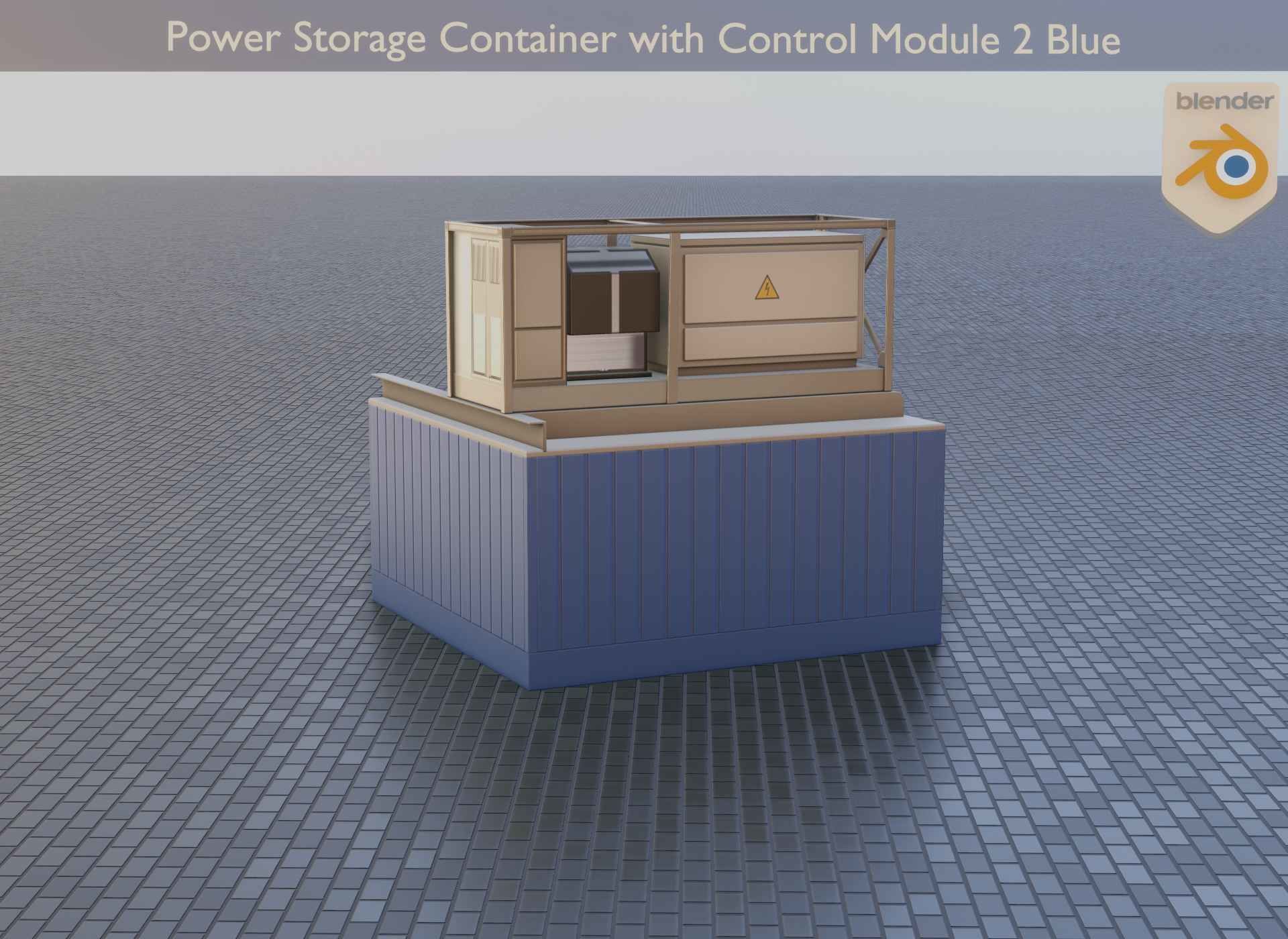 Power Storage Container with Control Module 2 Blue Low-poly 3D model_39