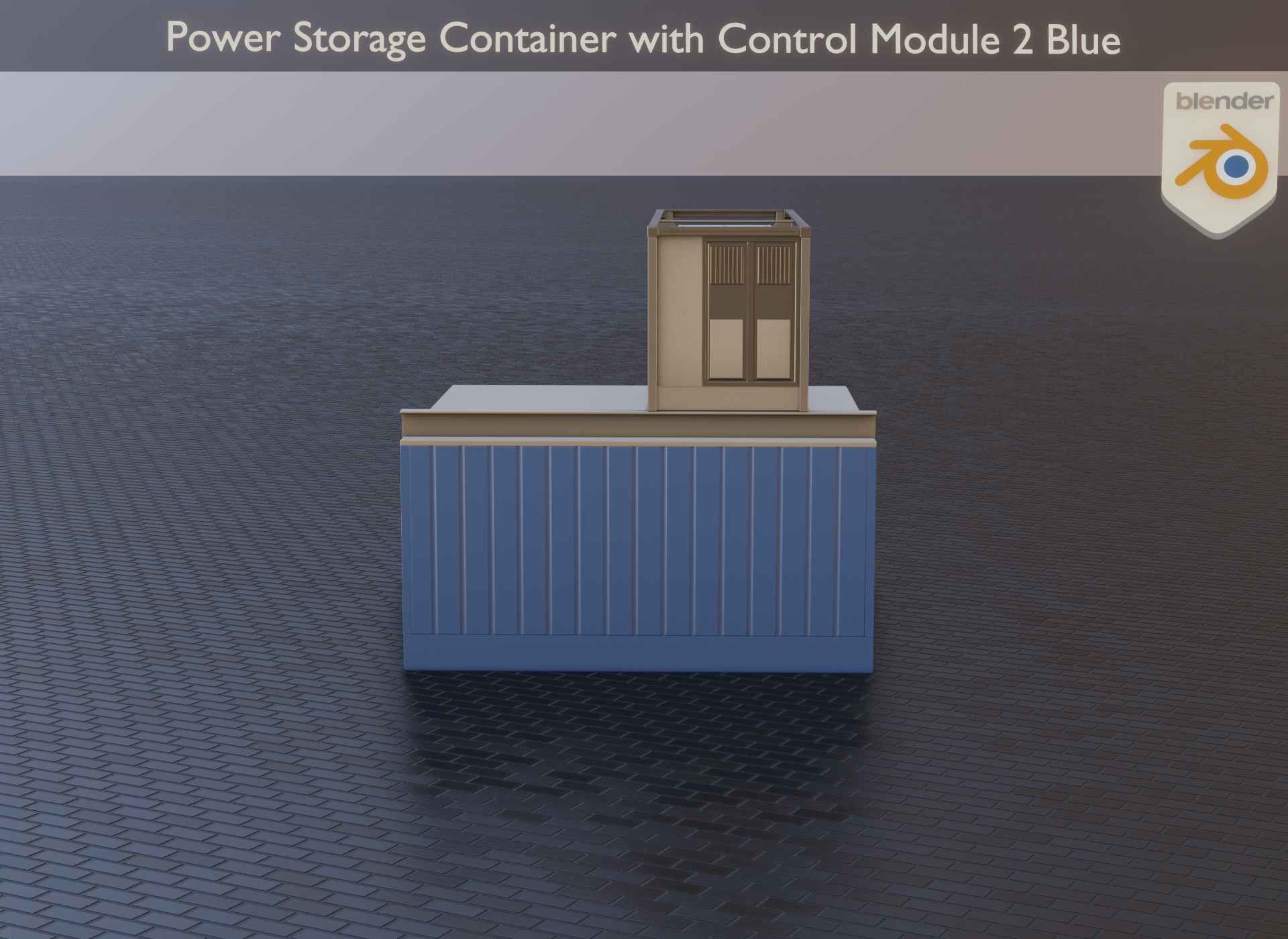Power Storage Container with Control Module 2 Blue Low-poly 3D model_53