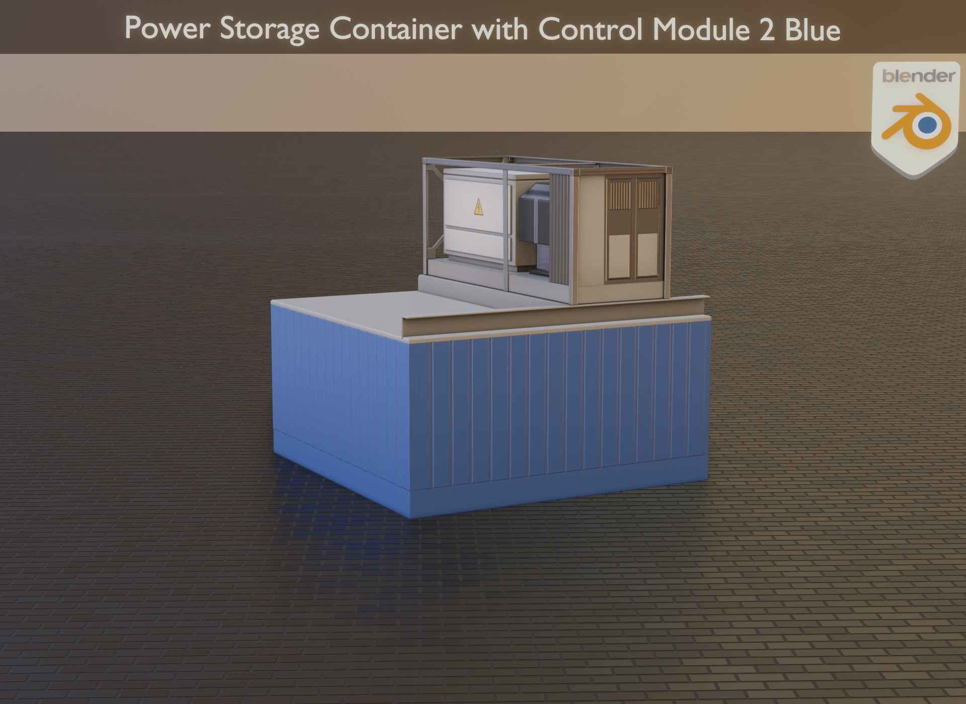 Power Storage Container with Control Module 2 Blue Low-poly 3D model_41