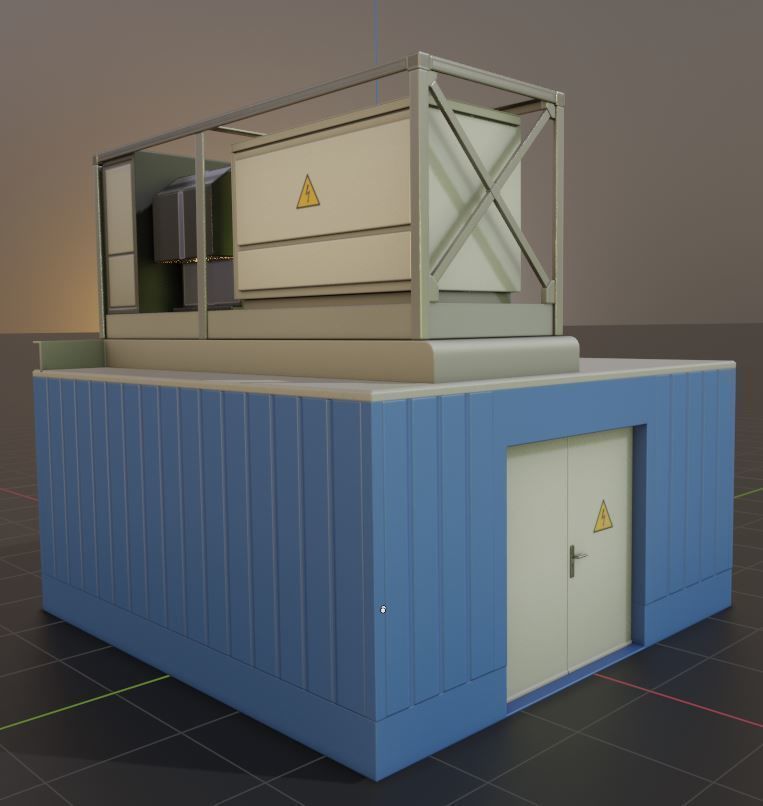 Power Storage Container with Control Module 2 Blue Low-poly 3D model_7