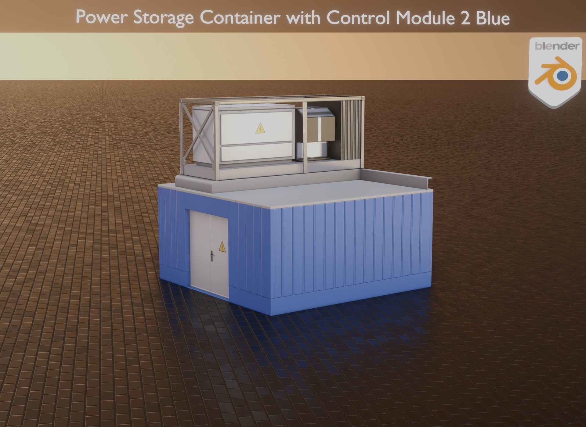 Power Storage Container with Control Module 2 Blue Low-poly 3D model_61