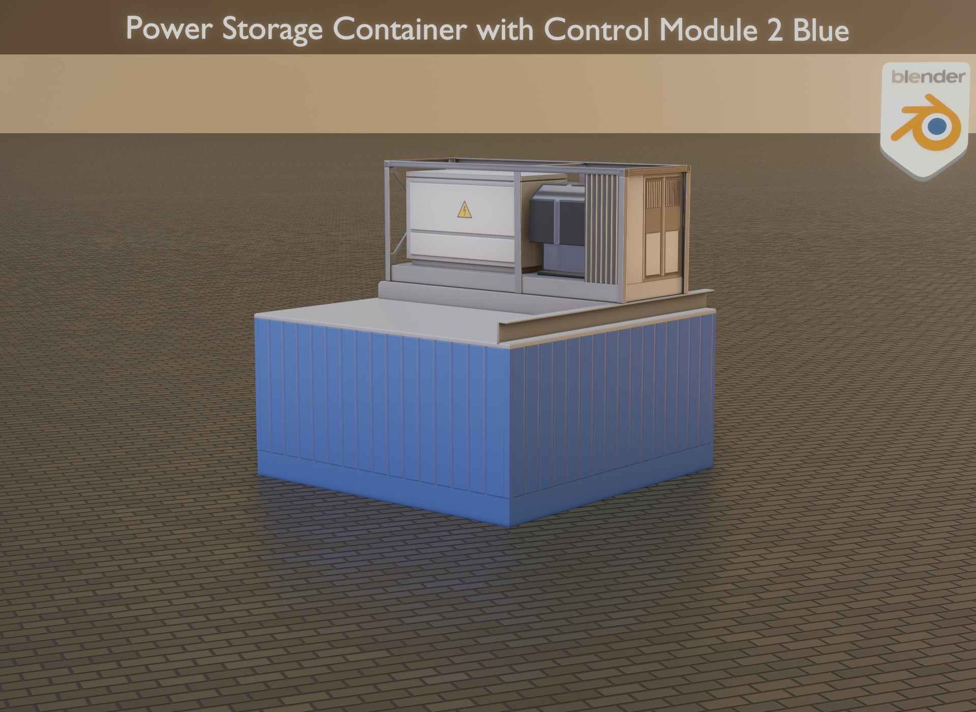 Power Storage Container with Control Module 2 Blue Low-poly 3D model_18