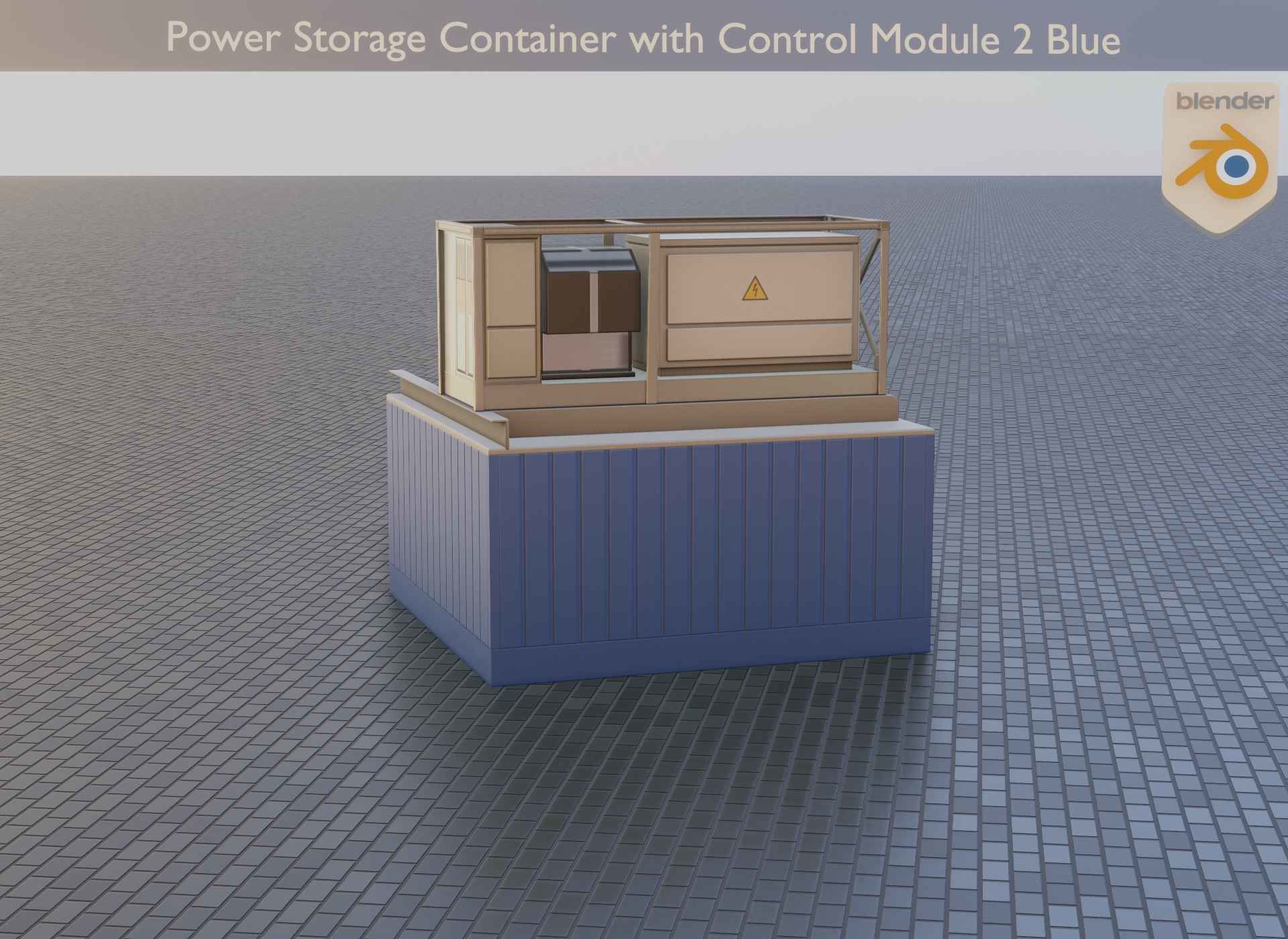 Power Storage Container with Control Module 2 Blue Low-poly 3D model_40