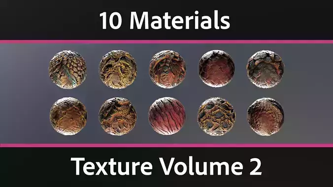 10 Materials Skin Dragon Seamless PBR Volume 2