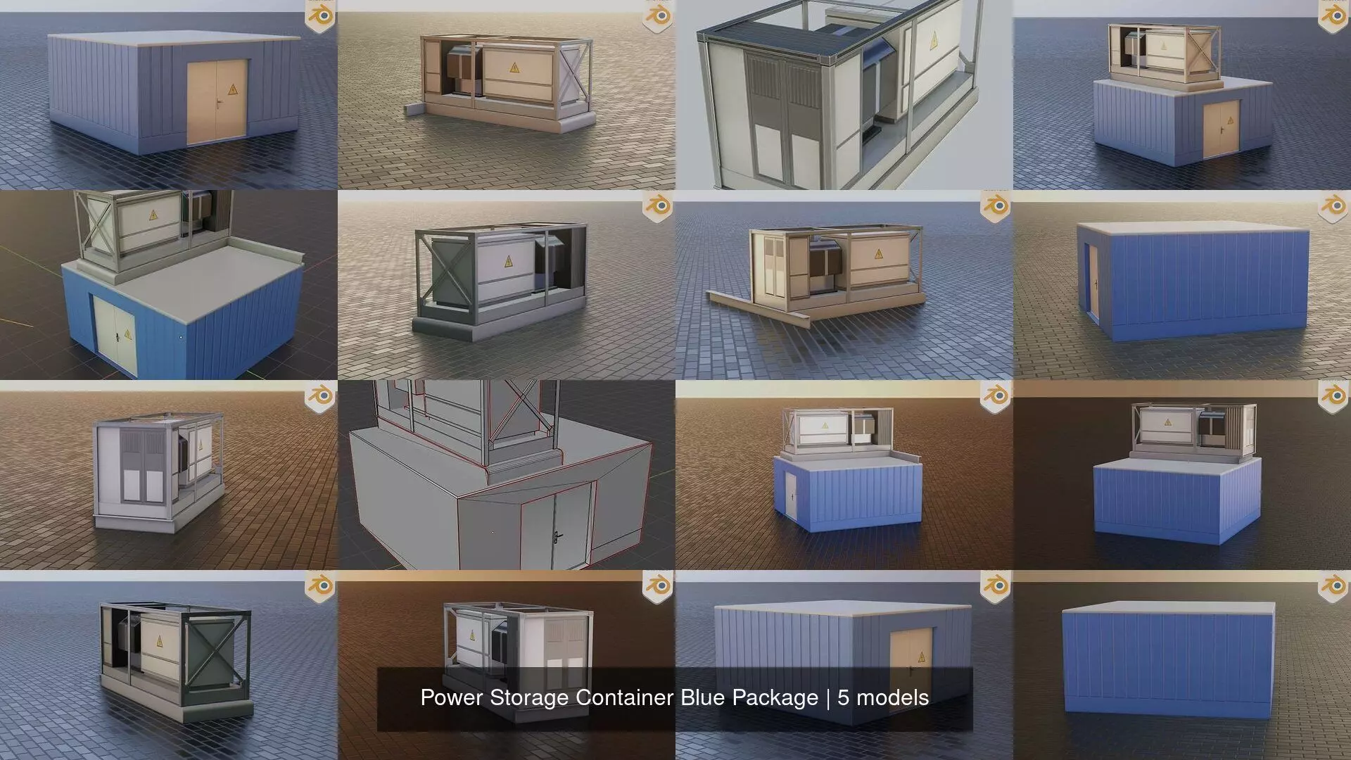 Power Storage Container Blue Package 3D Model Collection_0