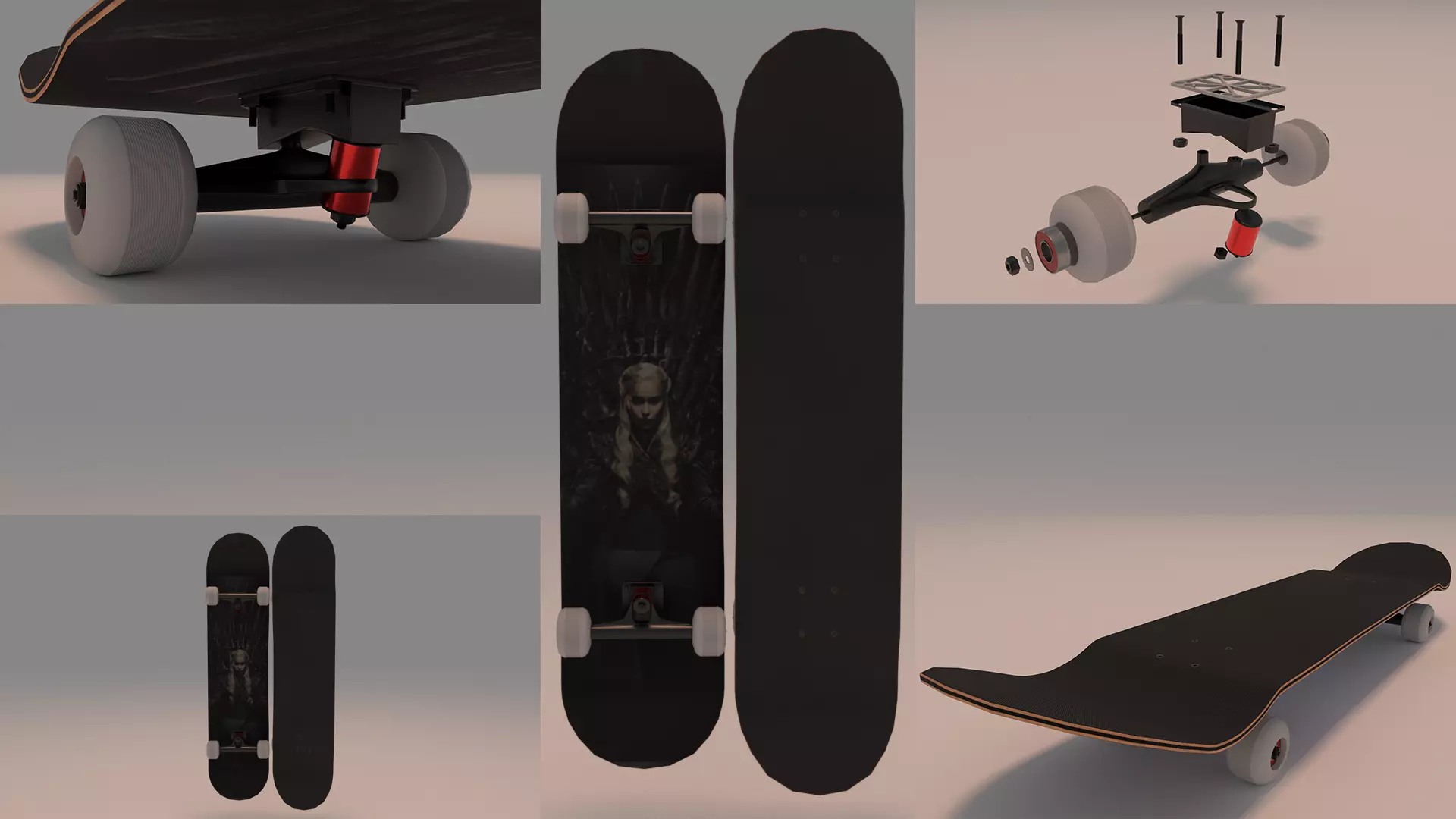 Khaleesi Daenerys Targaryen Game of Thrones Skateboard 3D model